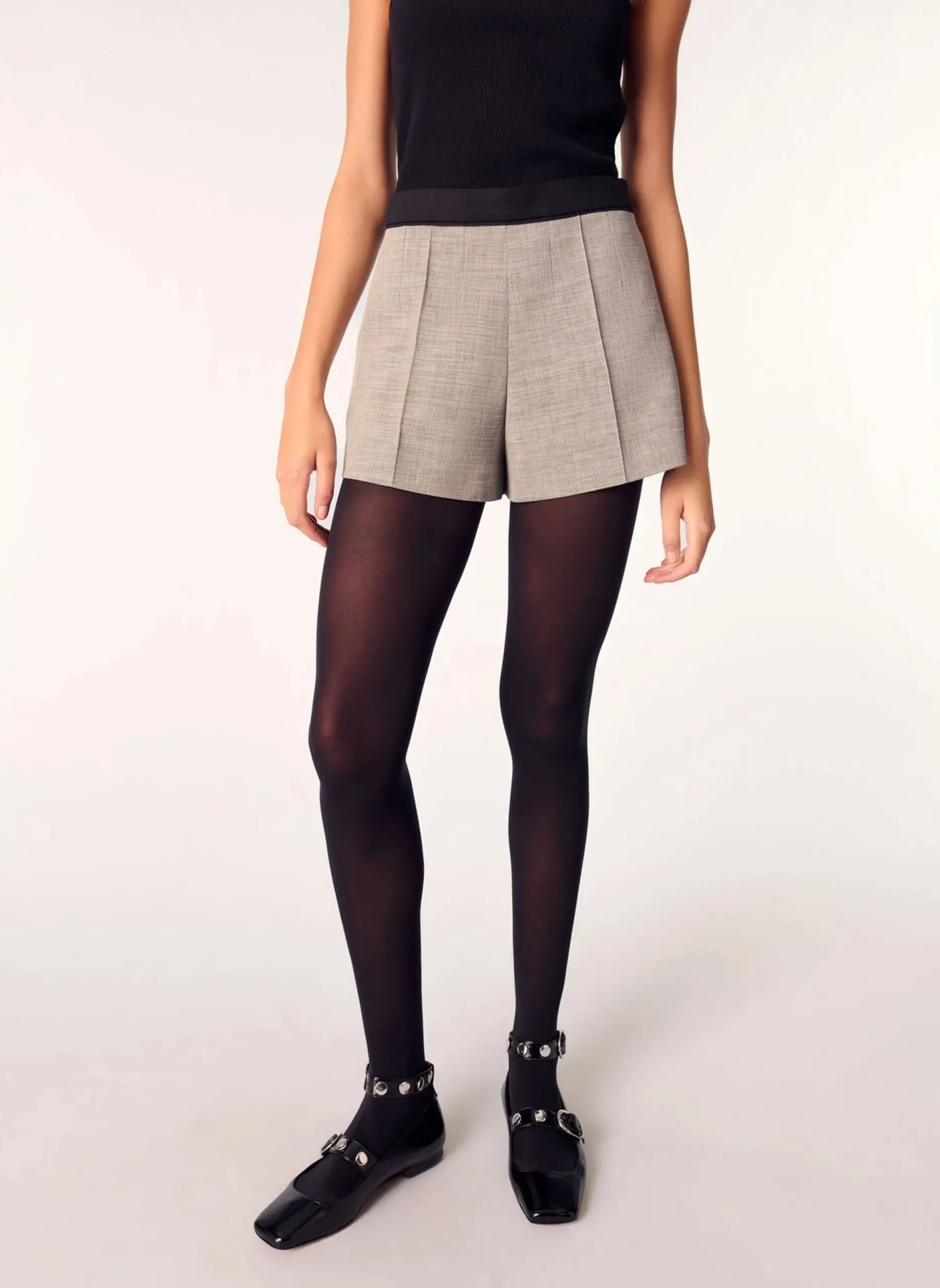 Short évasé taille haute Gris