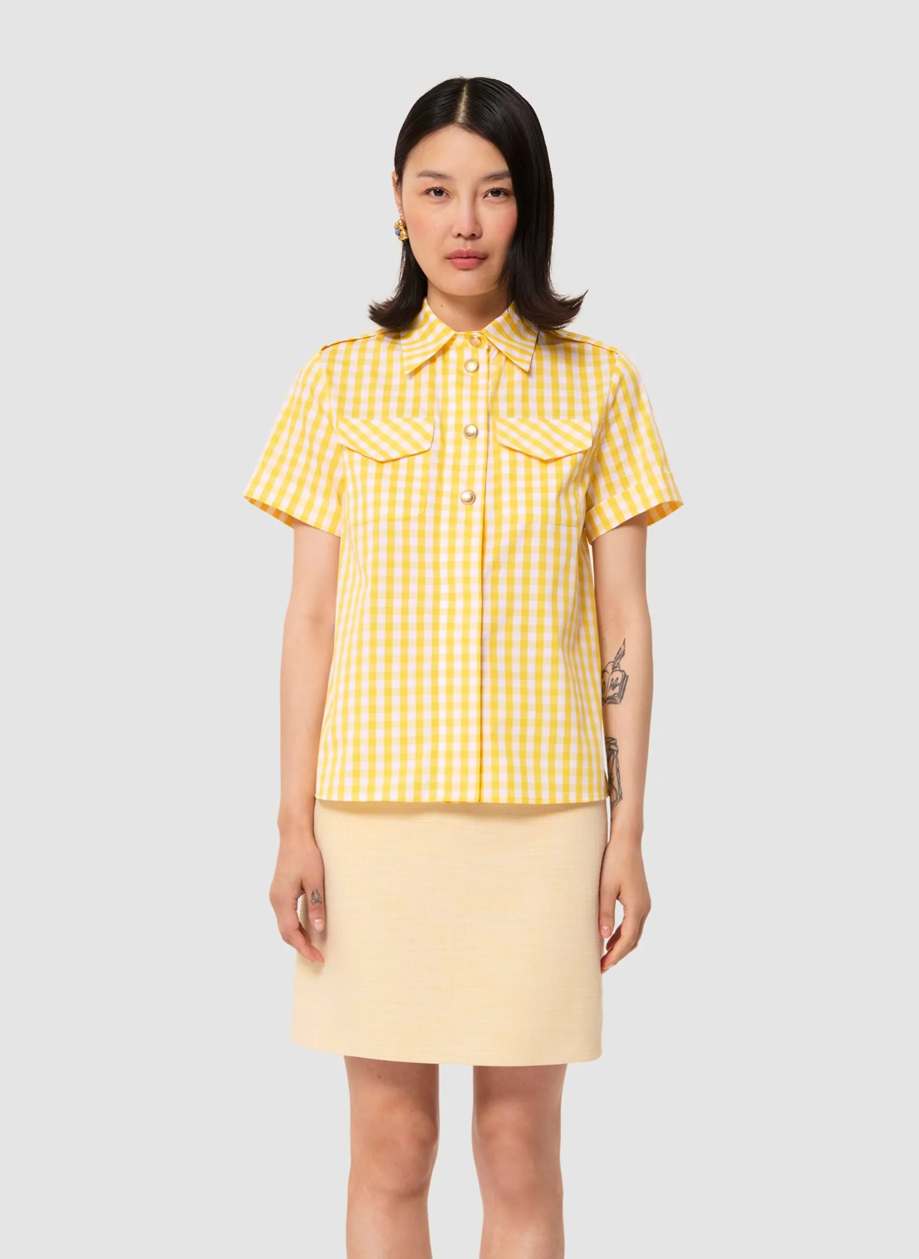 Chemise col classique en coton mélangé Jaune TAORMINA