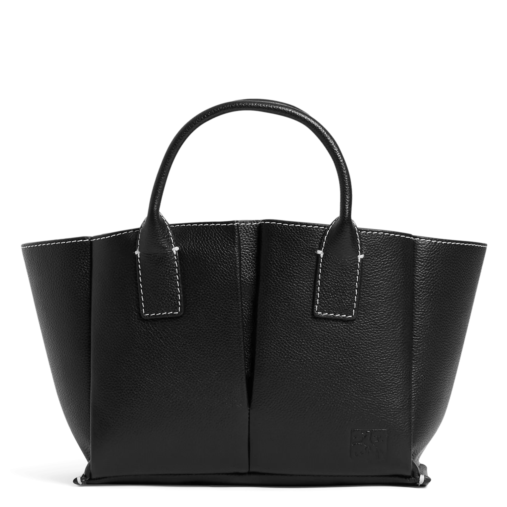 Petit sac cabas en cuir de vachette Noir ELENA