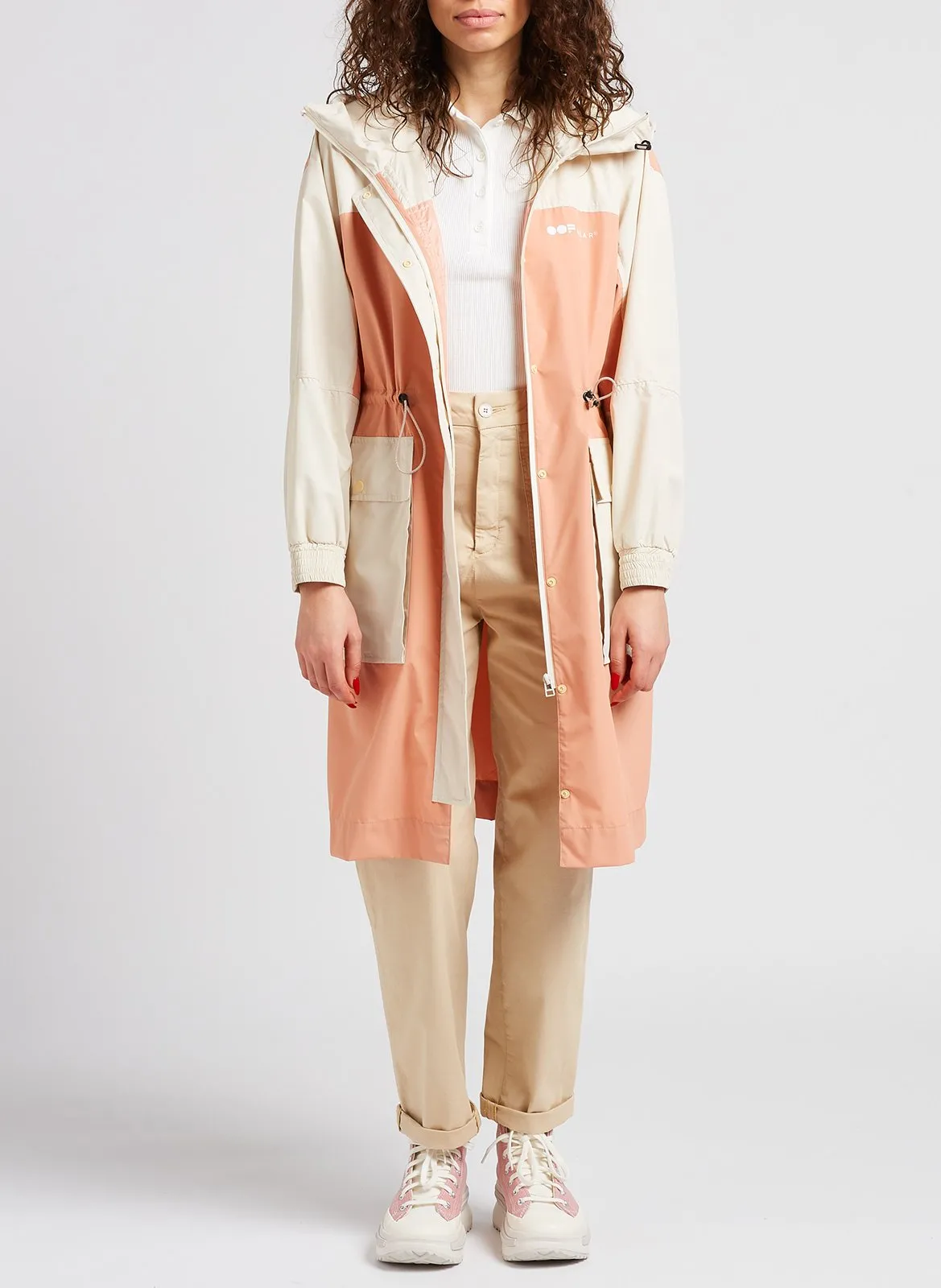 Coupe-vent long à capuche Multicolore