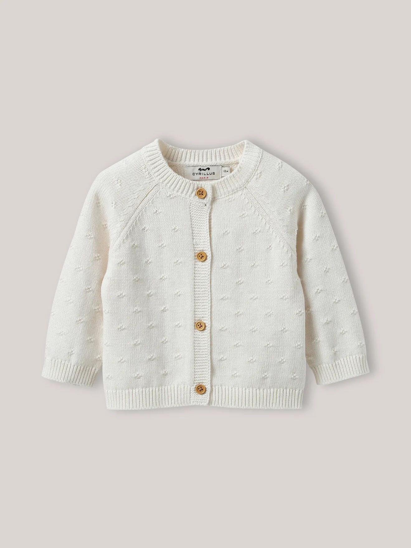 Cardigan maille ajourée en coton biologique Blanc