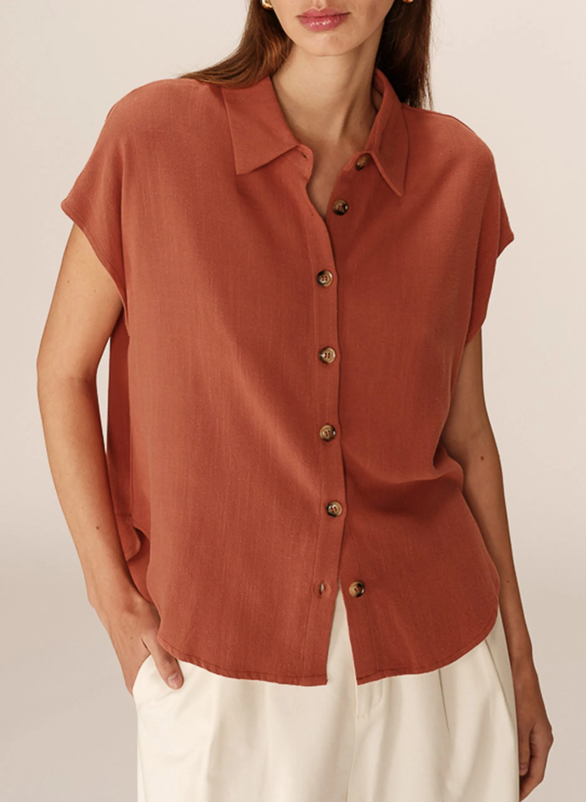 Chemise col classique Marron PEREZ