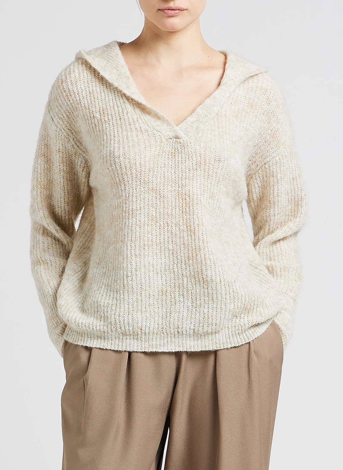 Pull à capuche Beige