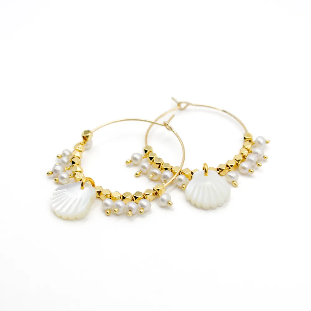 Créoles coquillage et grelots - eve Doré