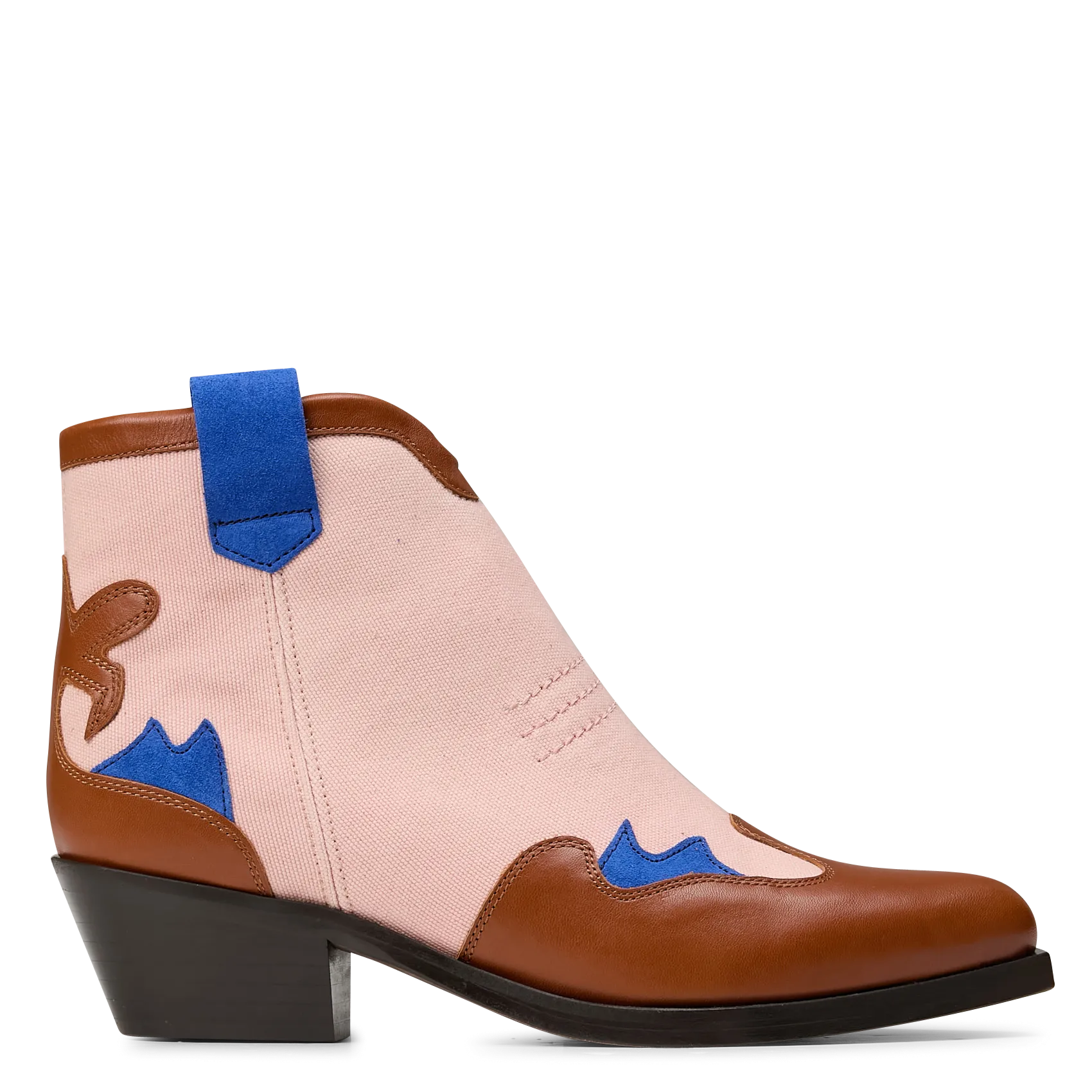 Bottines Santiags en cuir et coton Rouge