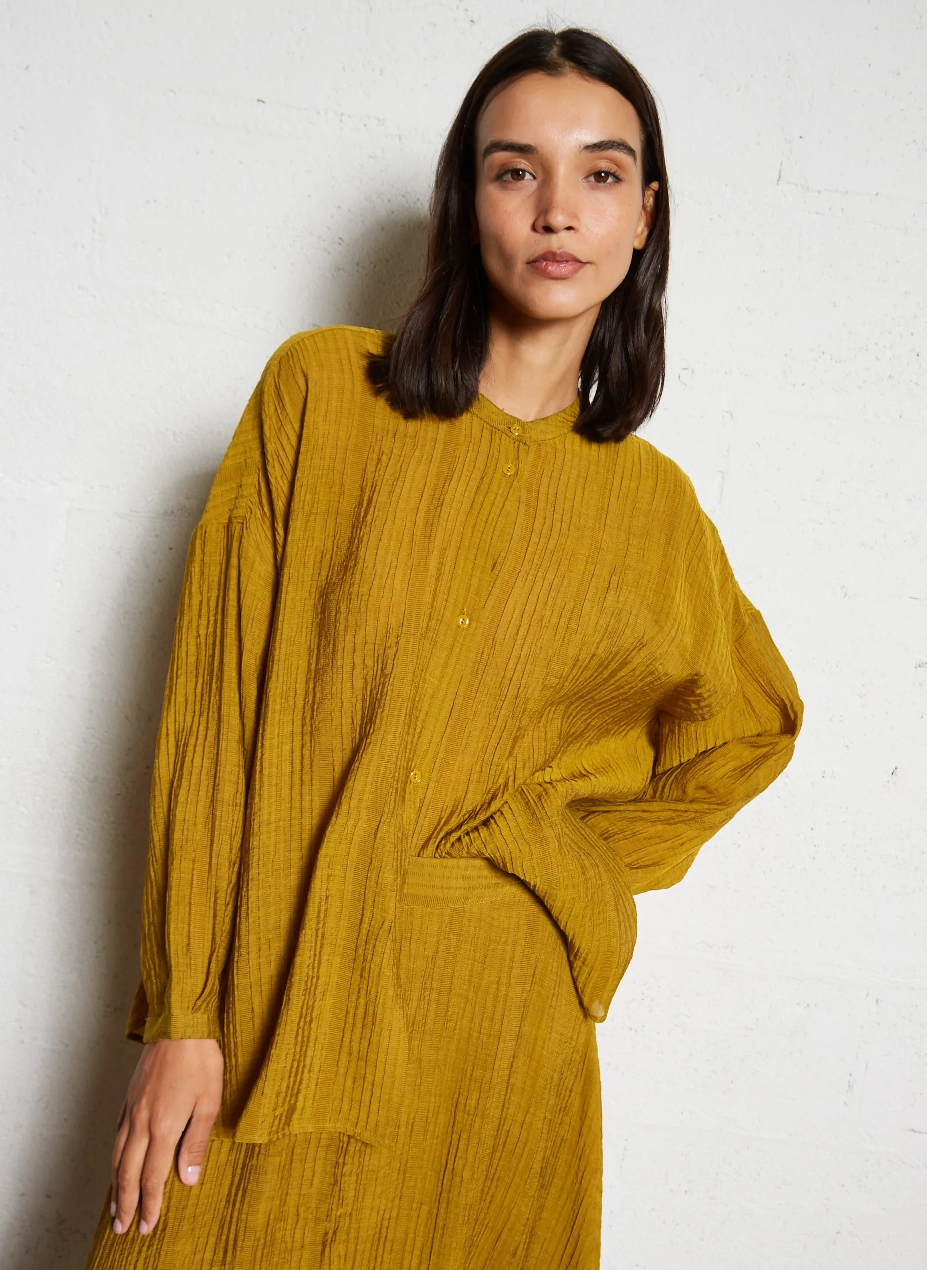 Chemise oversize gaufrée Marron MAURITIELLA