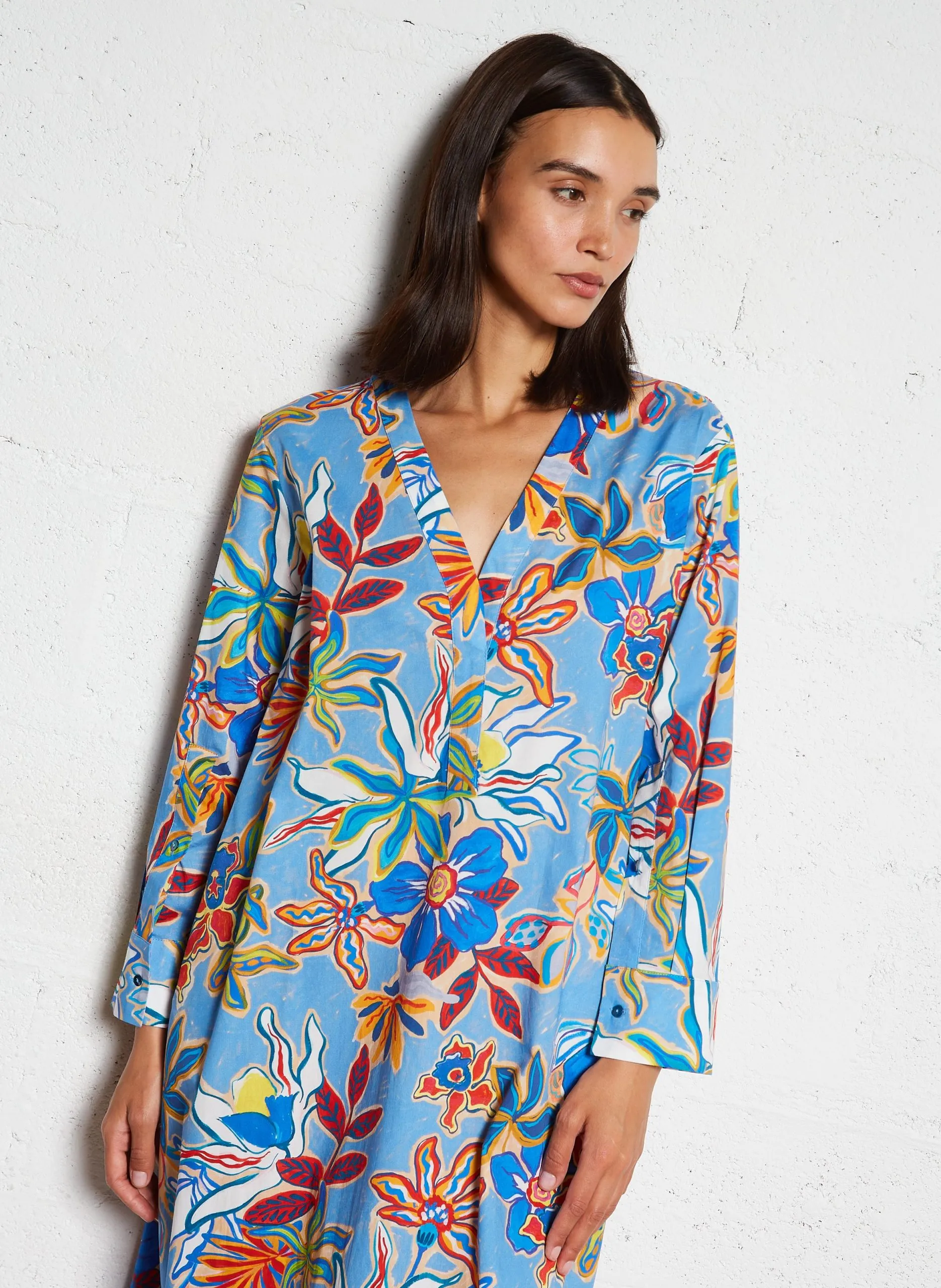 Robe longue imprimée Bleu MORICHE