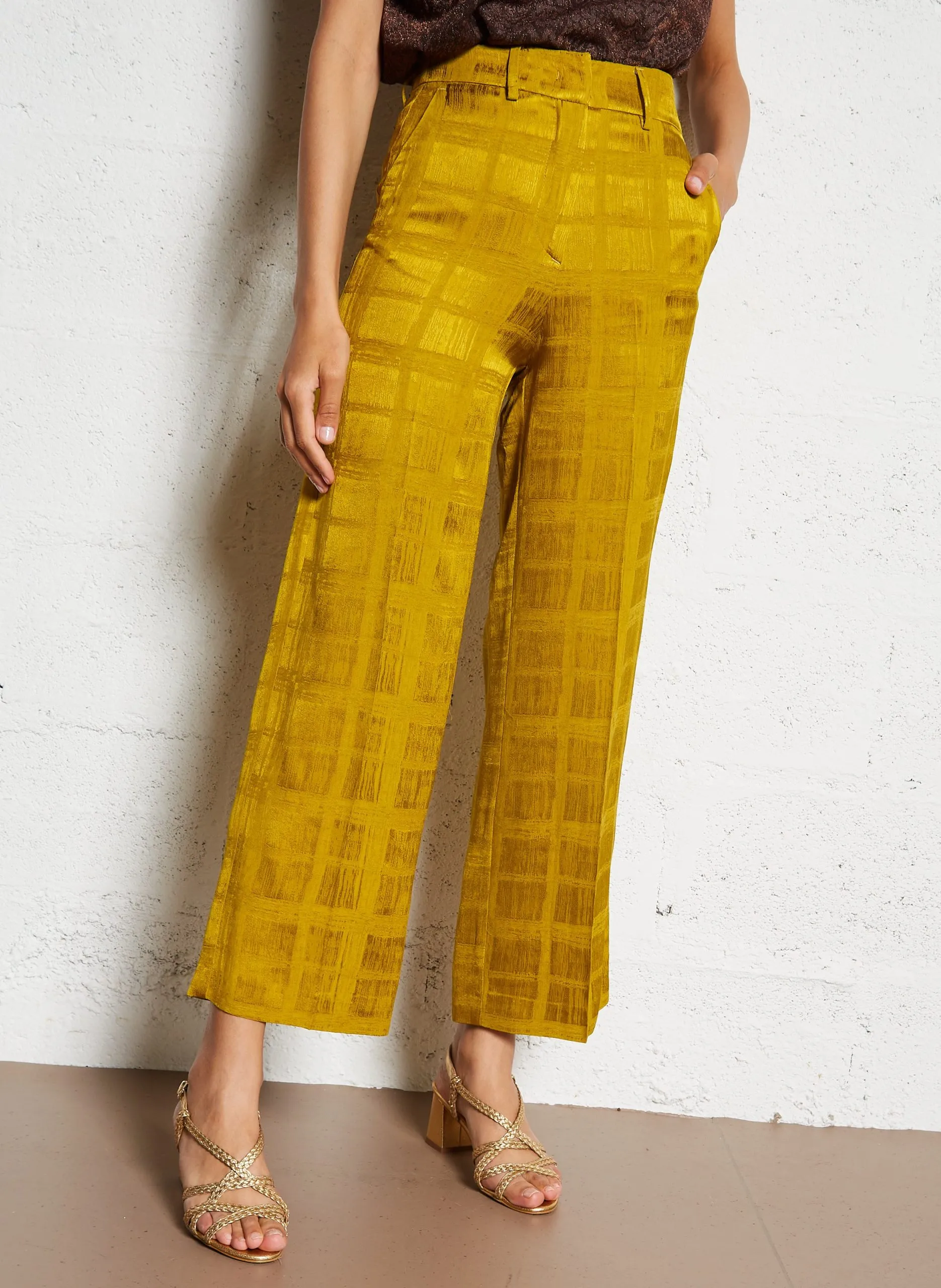 Pantalon large jacquard Marron MAMAO