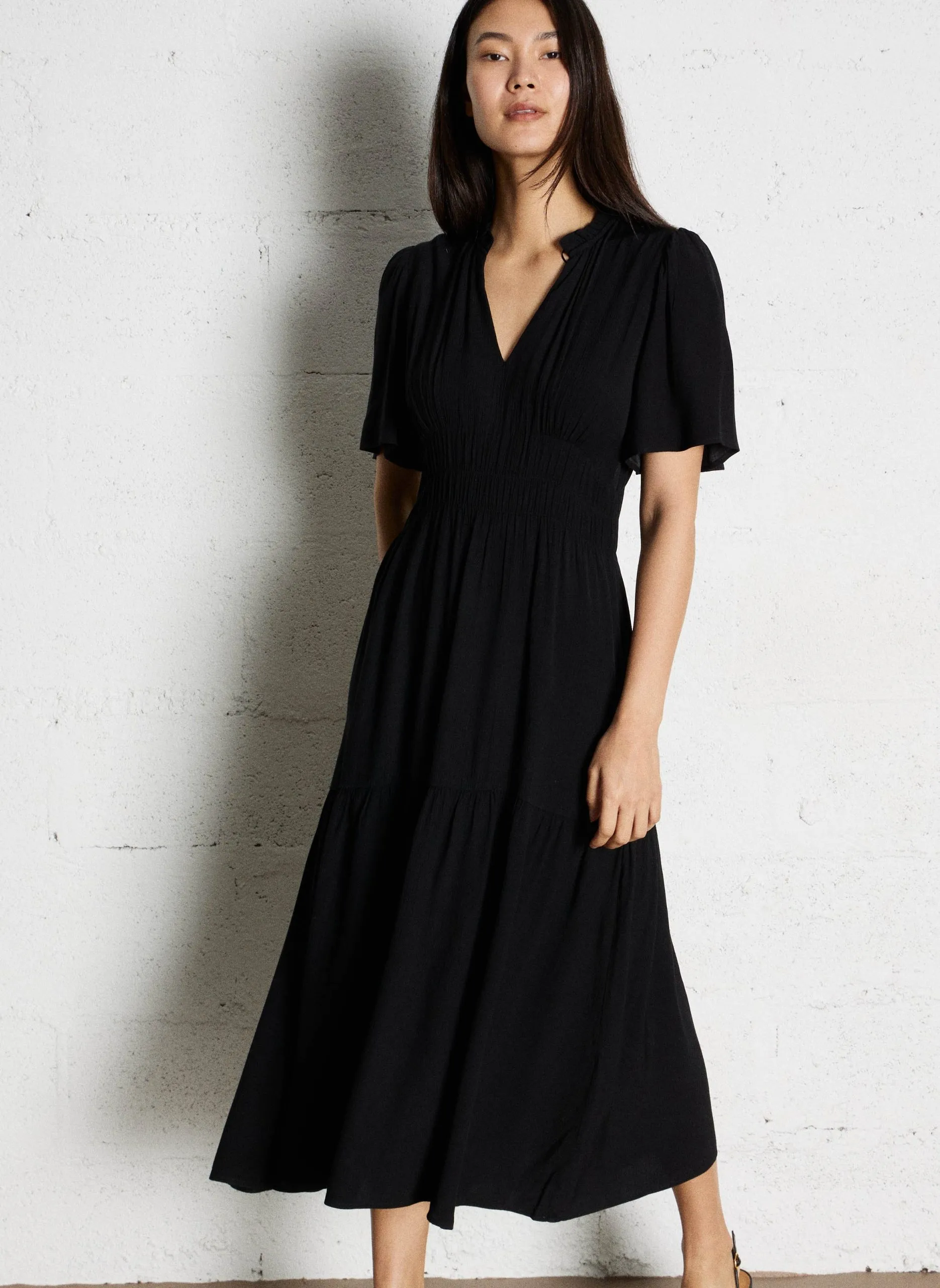 Robe midi manches courtes Noir LANA