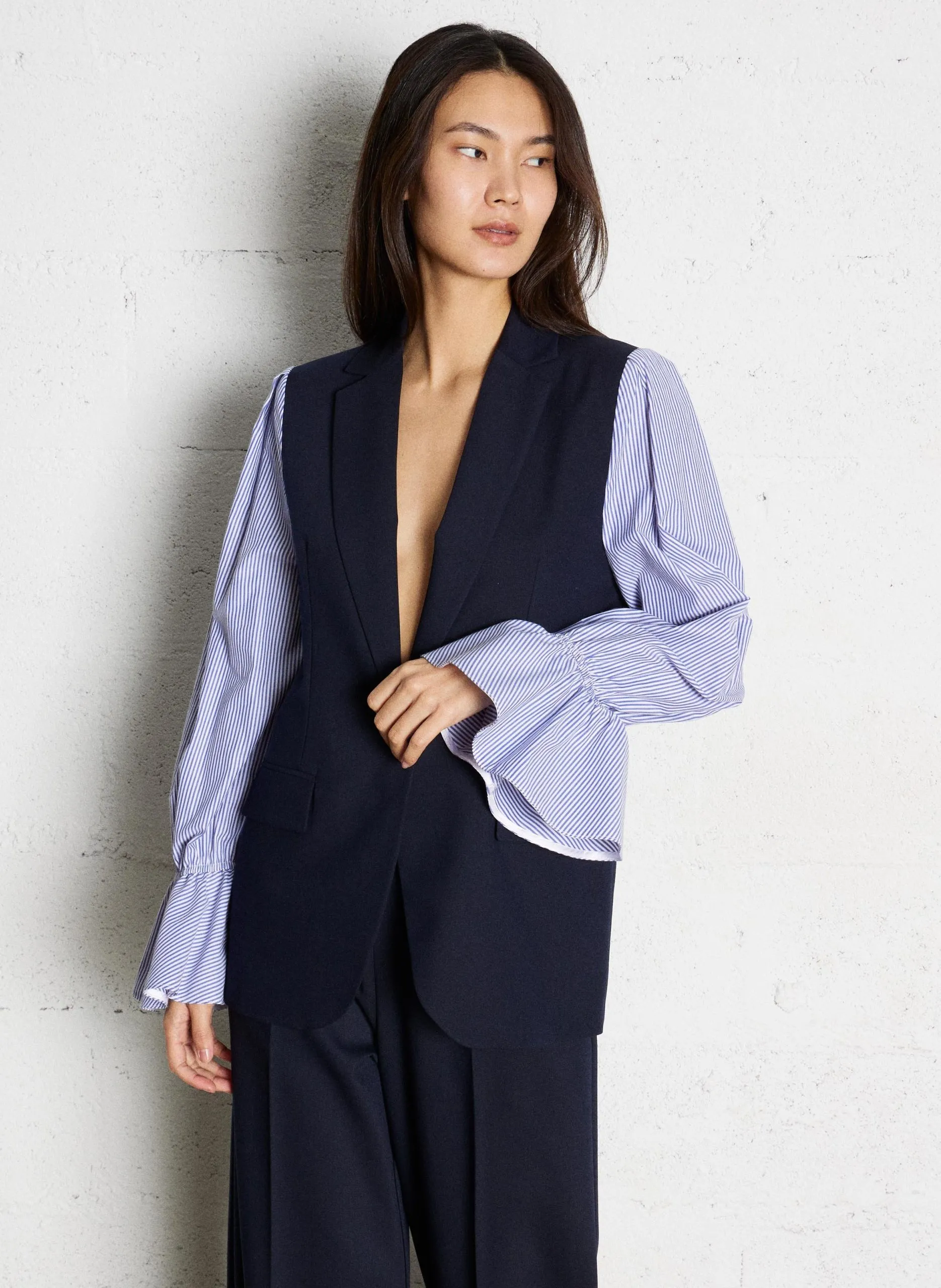 Veste de tailleur rayée Bleu
