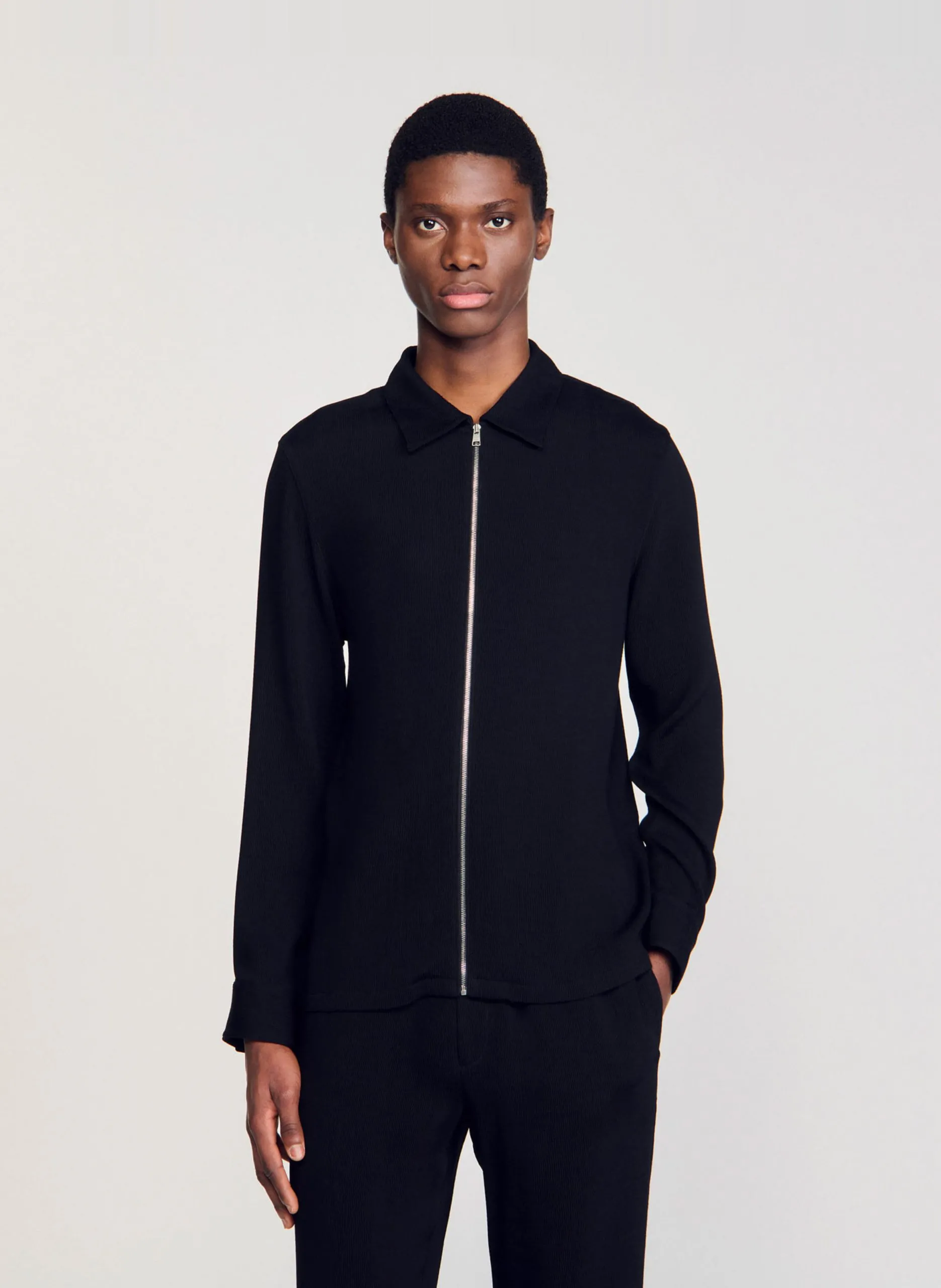 Chemise regular col classique Noir