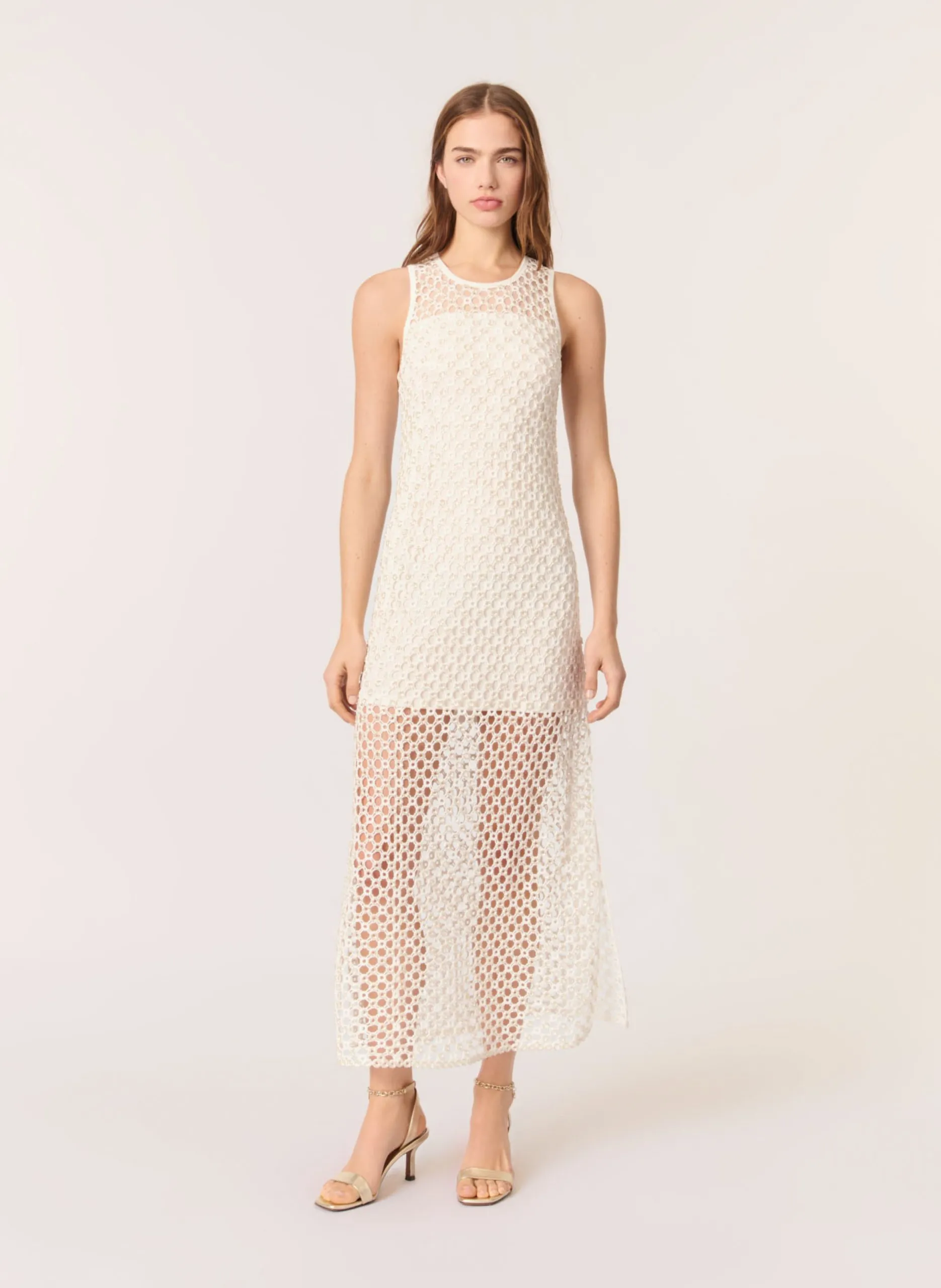 Robe longue en crochet Blanc