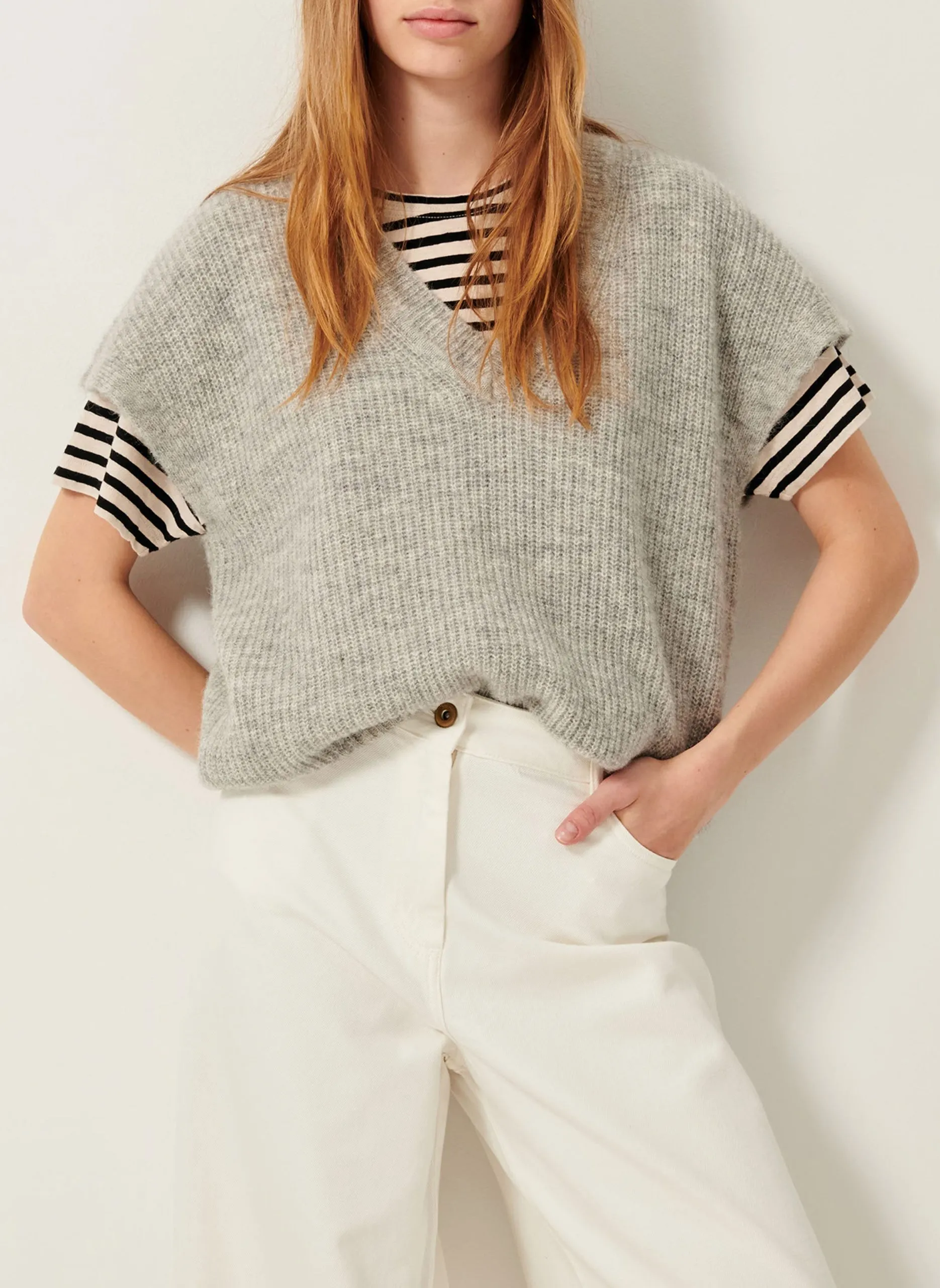 Pull oversize en alpaga mélangé Gris MATUA