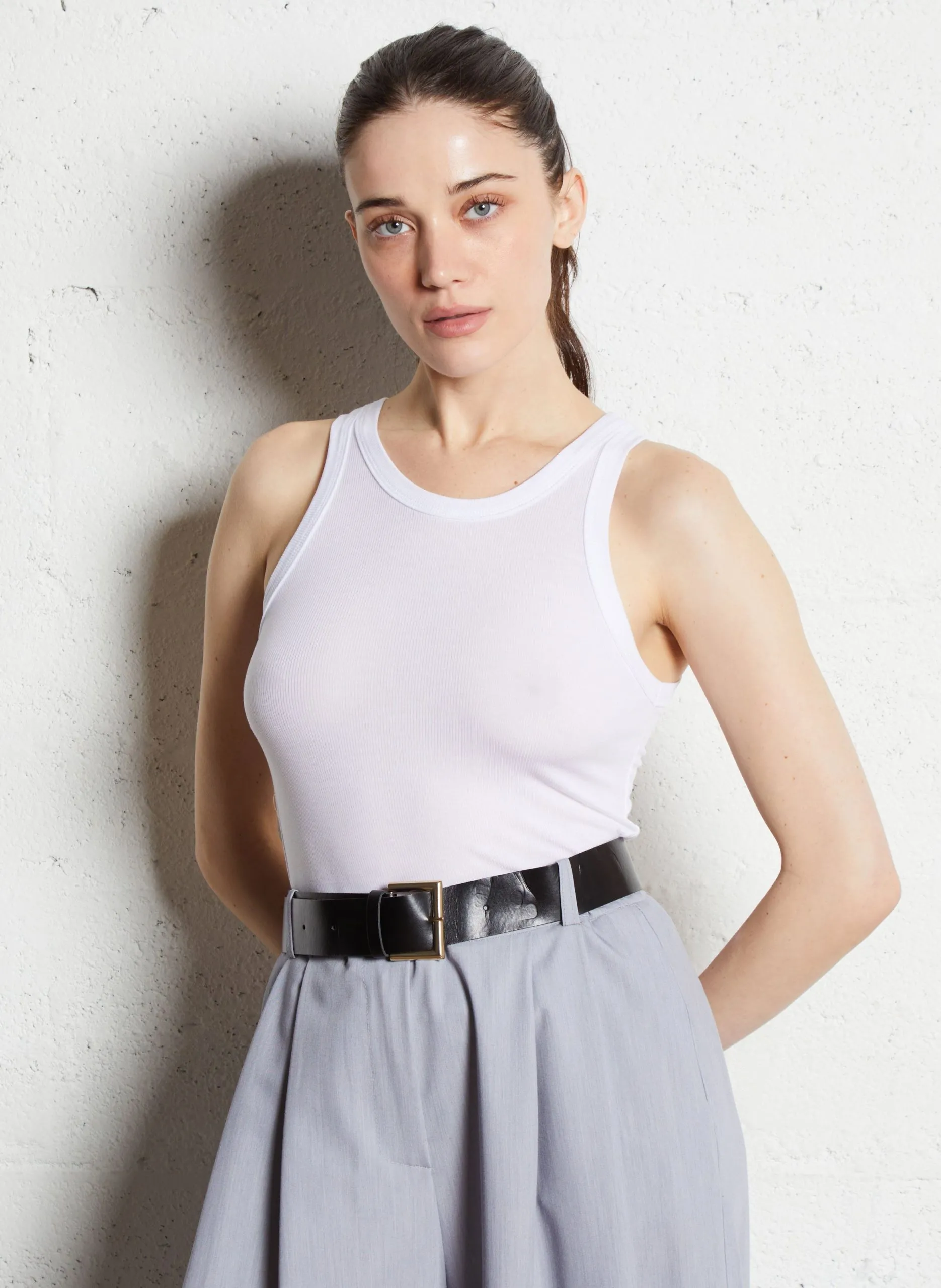 Débardeur sans manches en maille Blanc