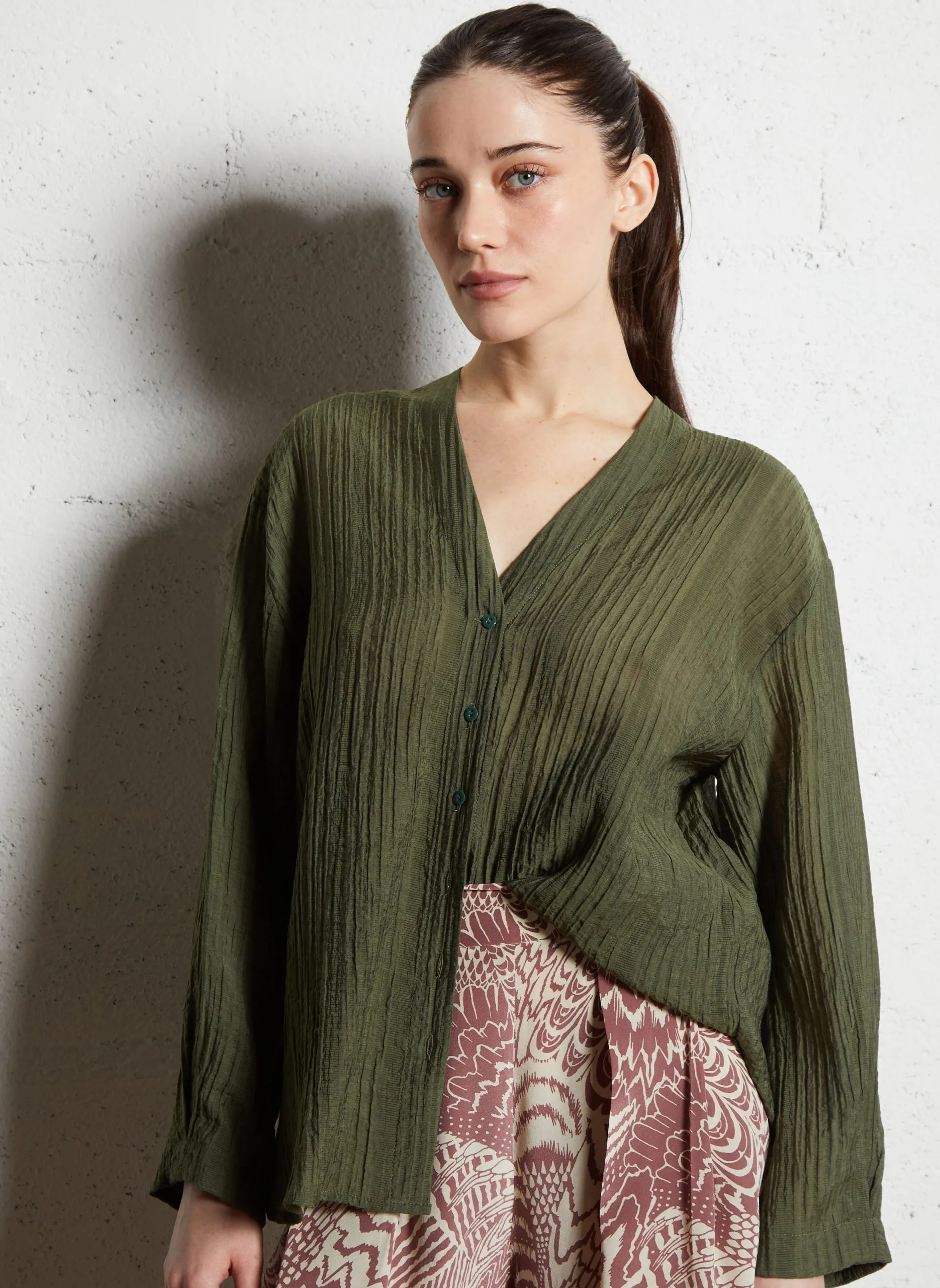 Chemise oversize gaufrée Vert SERRANIA