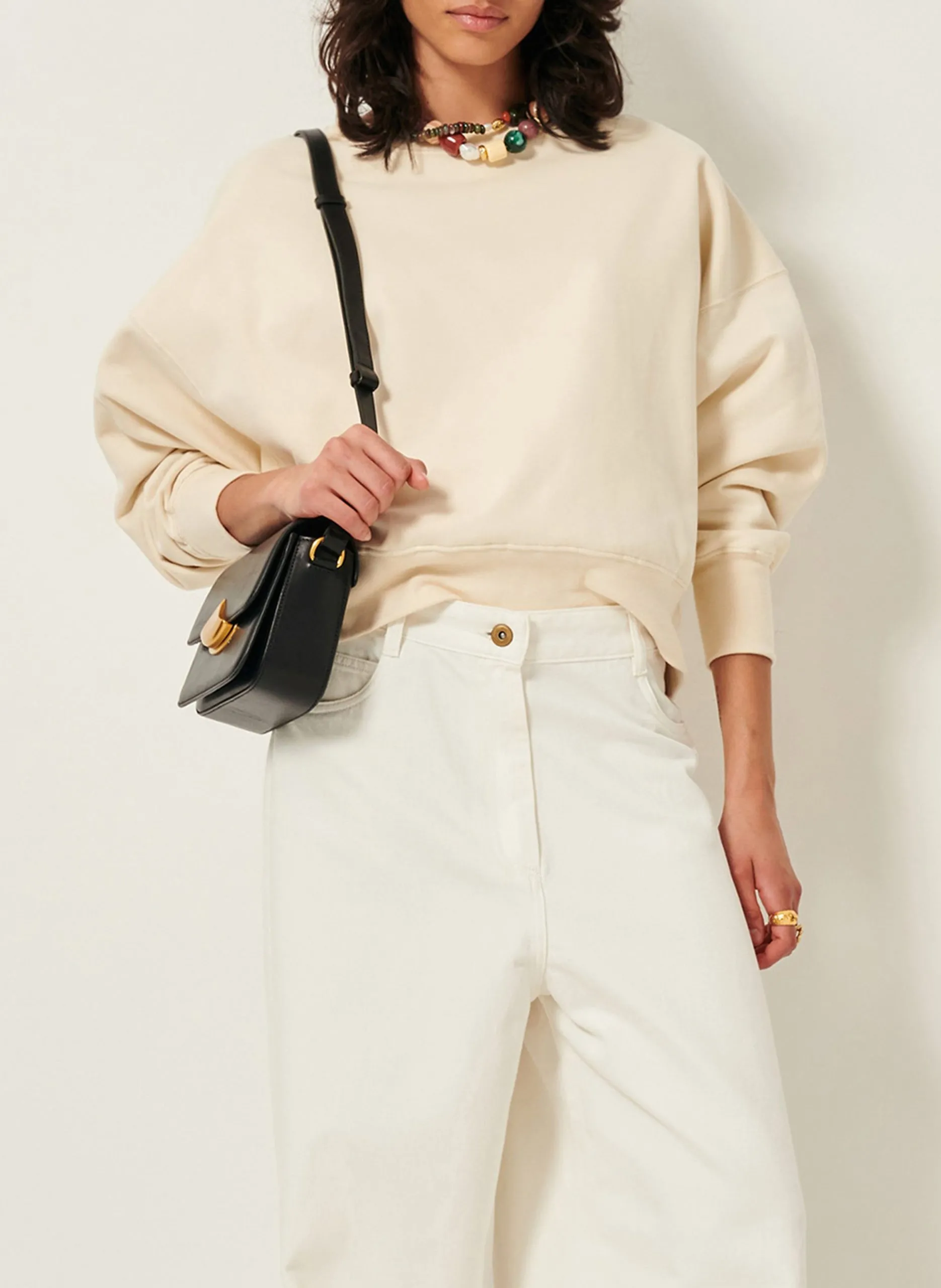 Sweat court oversize en coton Beige ISI
