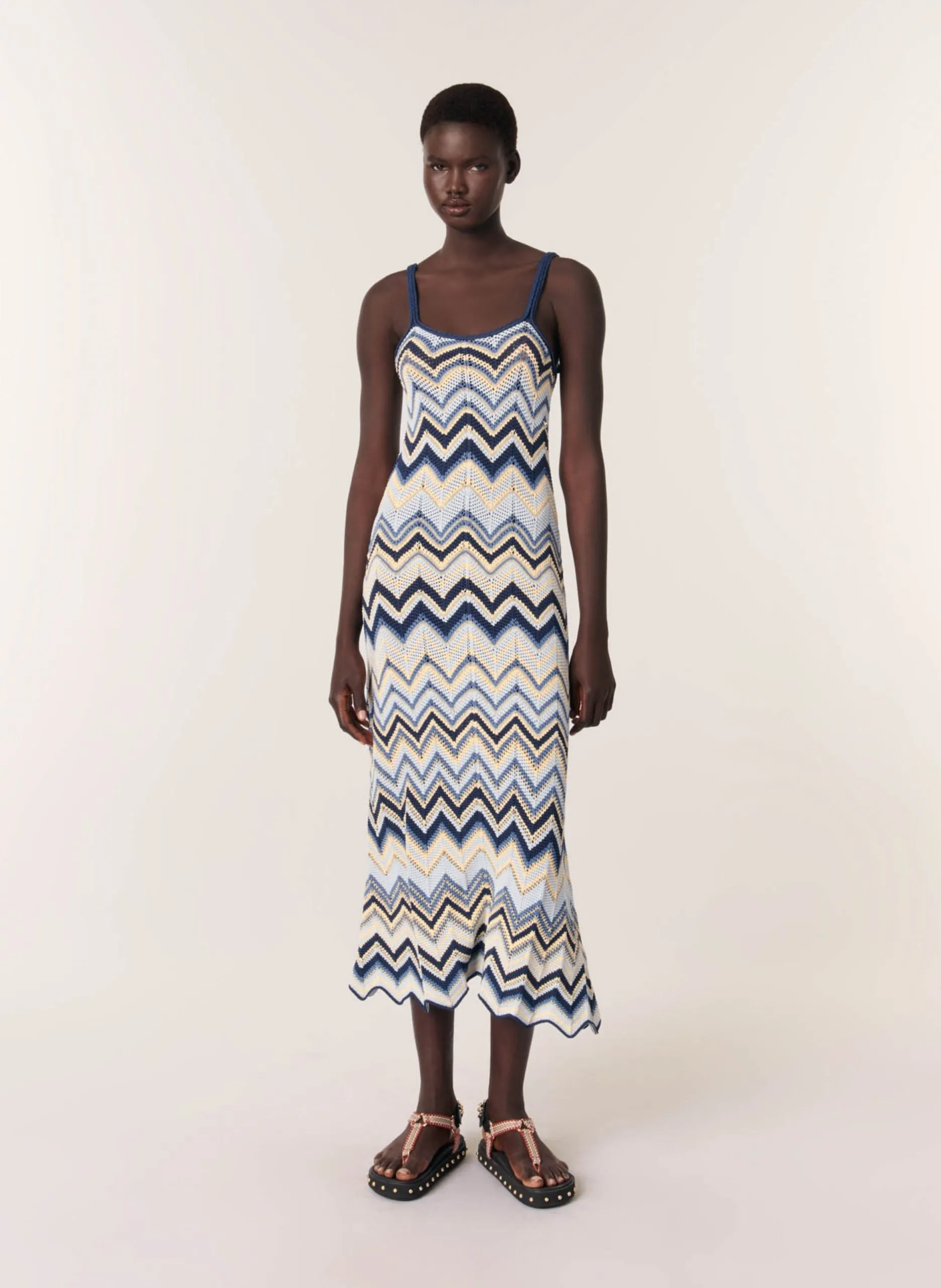 Robe longue droite Bleu