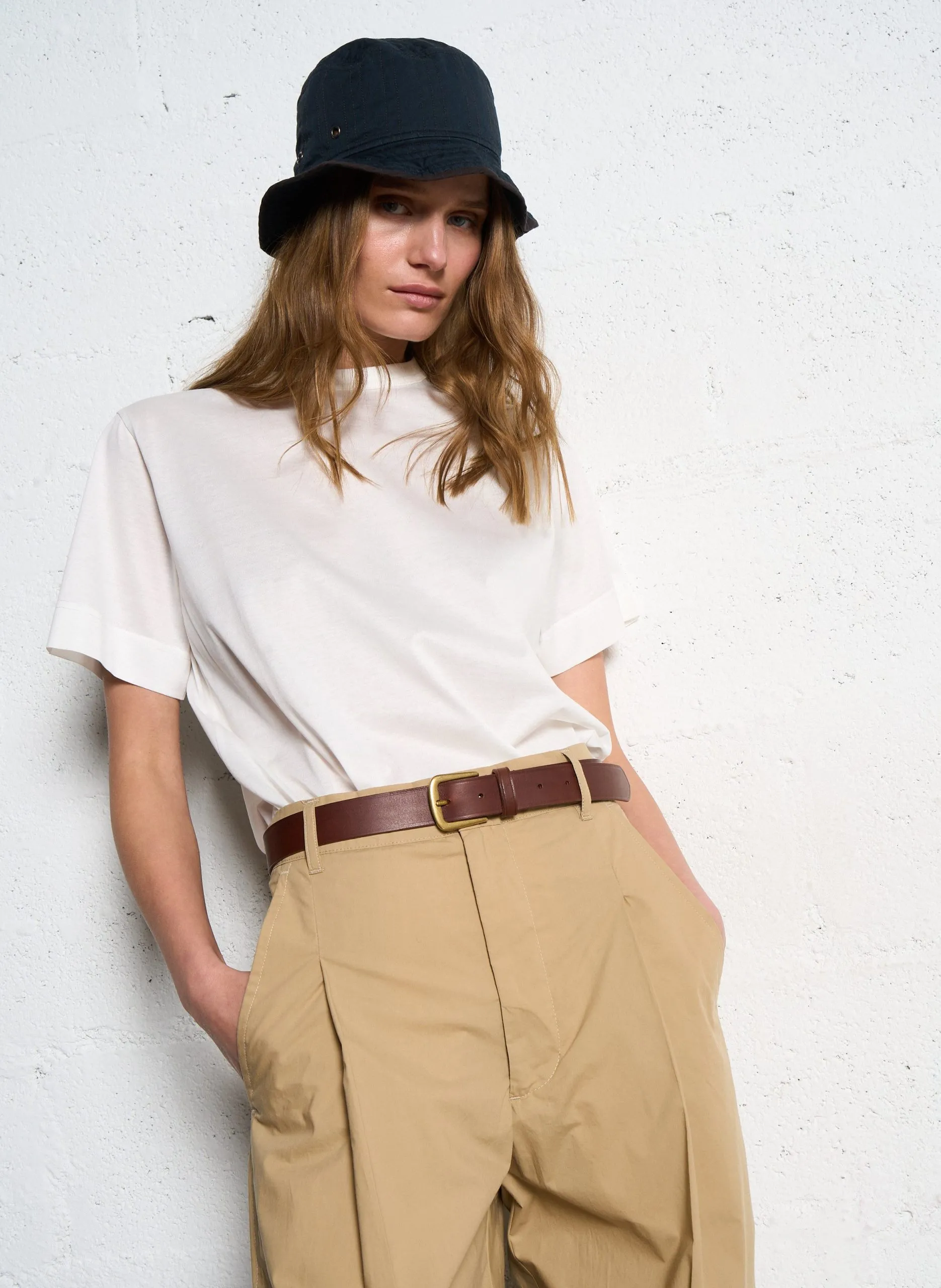 Tee shirt à col rond en coton  Blanc BASIC