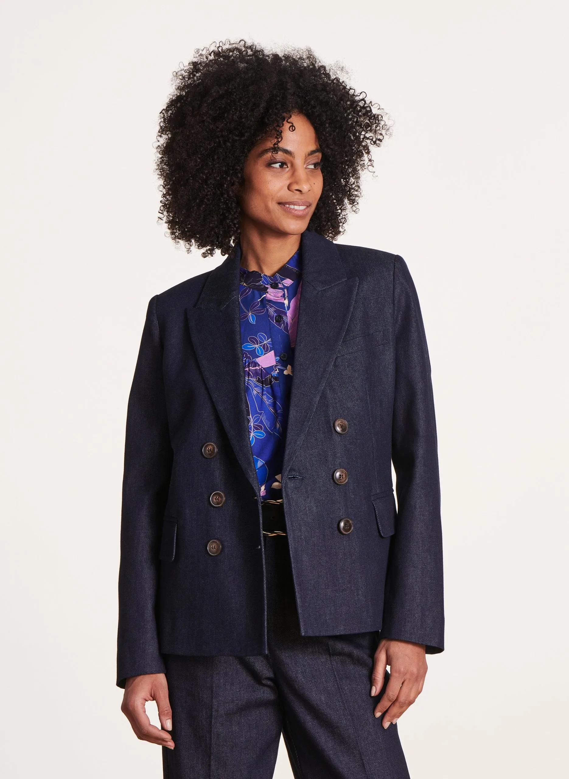 Veste de tailleur en coton mélangé Bleu