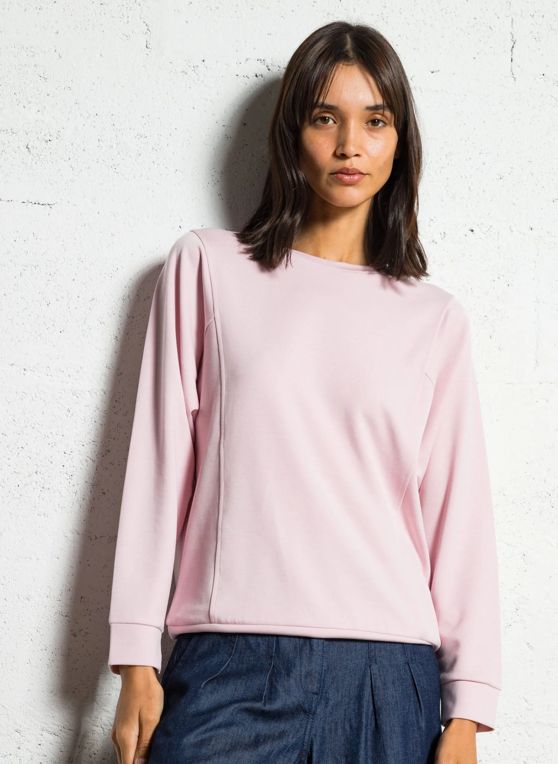 Top oversize col rond Rose ALICIA