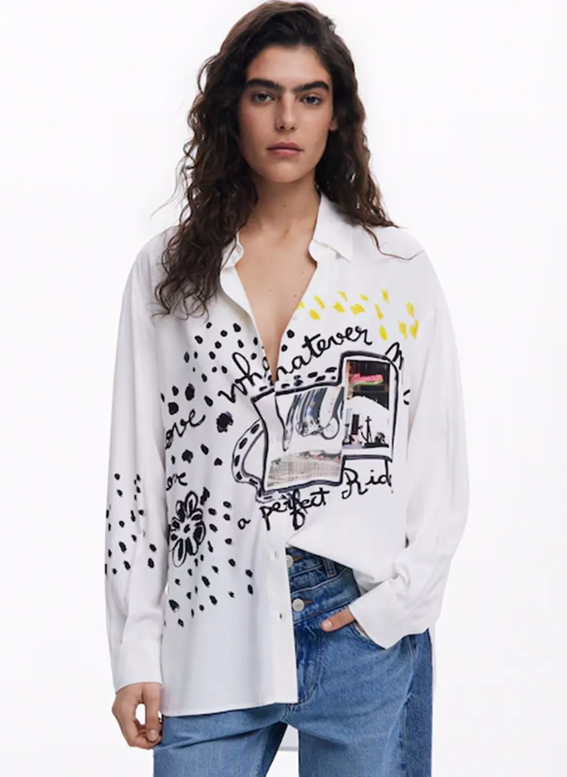 Chemise imprimée en coton Blanc