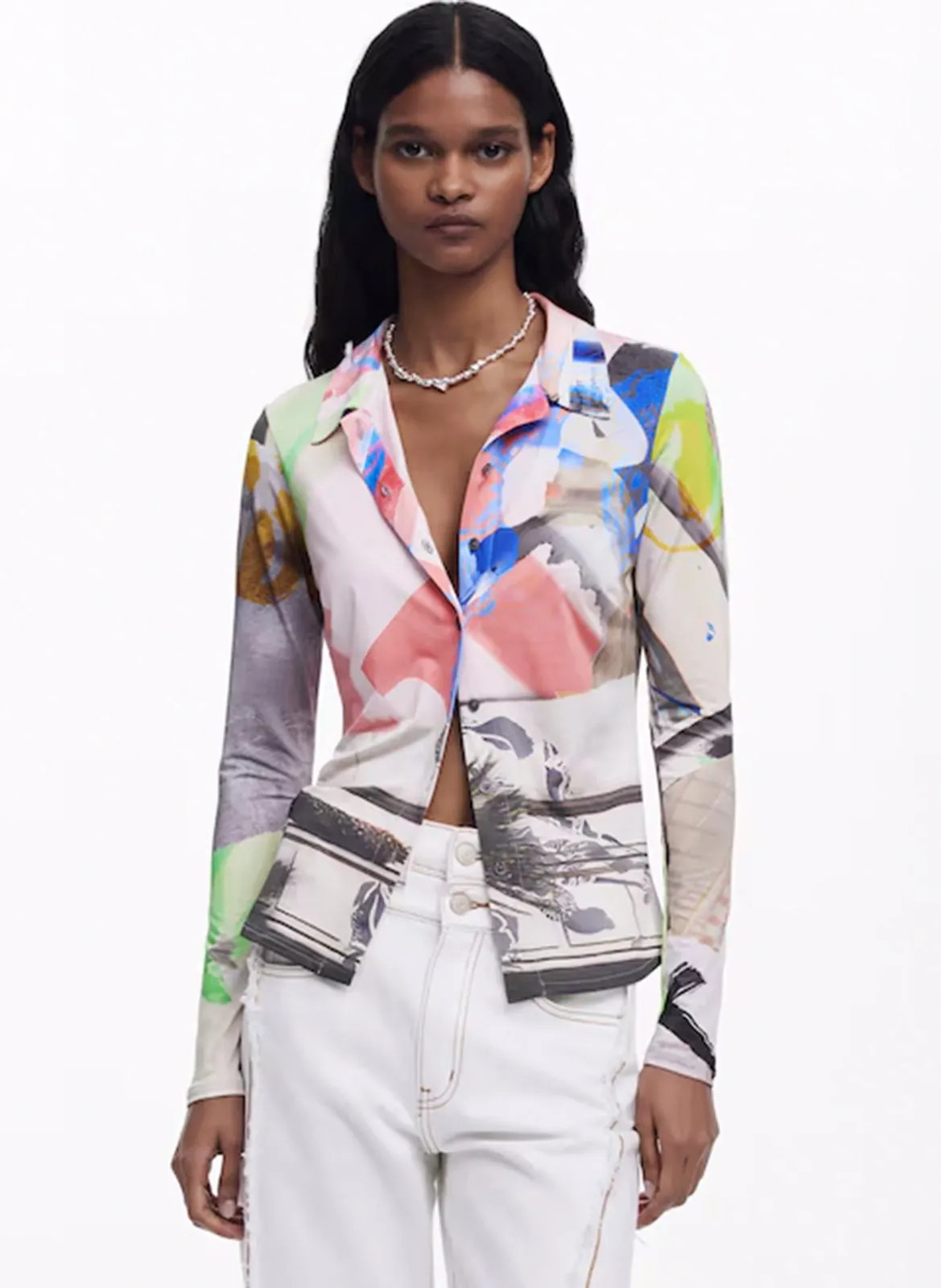 Chemise ajustée imprimée Multicolore