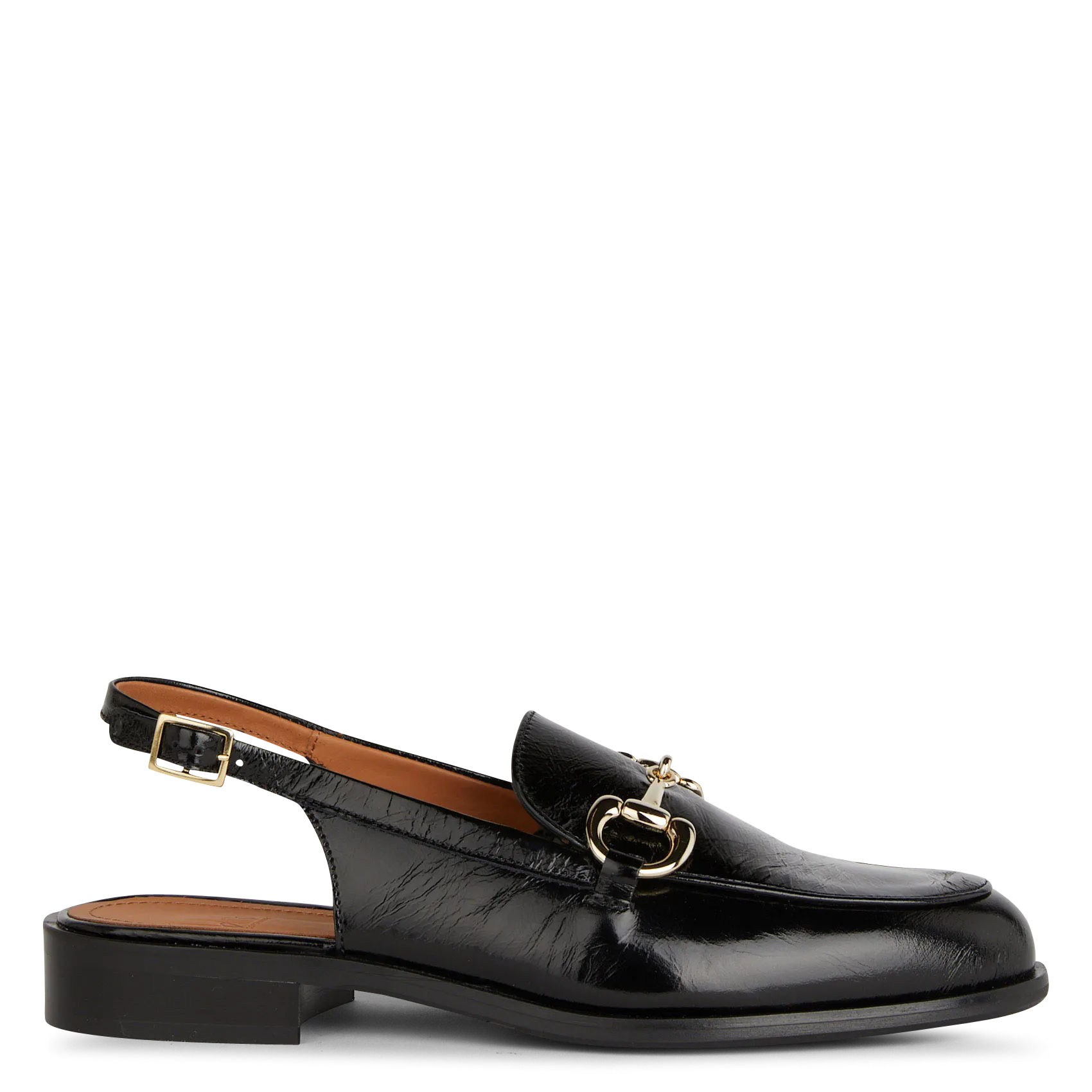 Mocassins slingbacks en cuir verni Noir