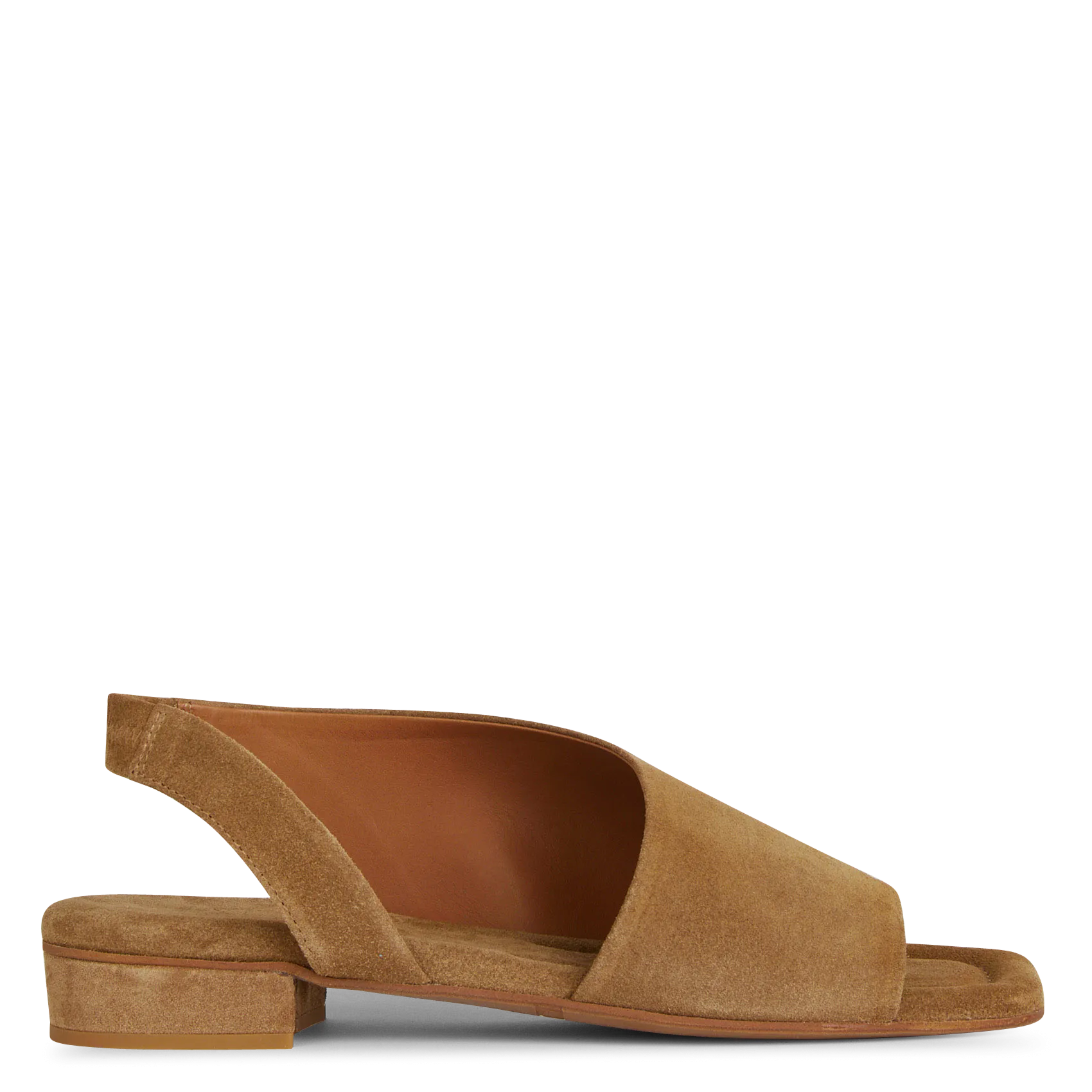 Sandales plates ouvertes en daim Marron