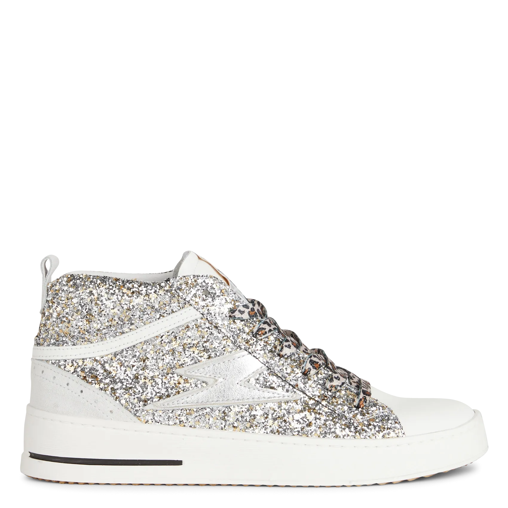 Baskets montantes pailletées en cuir mélangé Argent GIBRA
