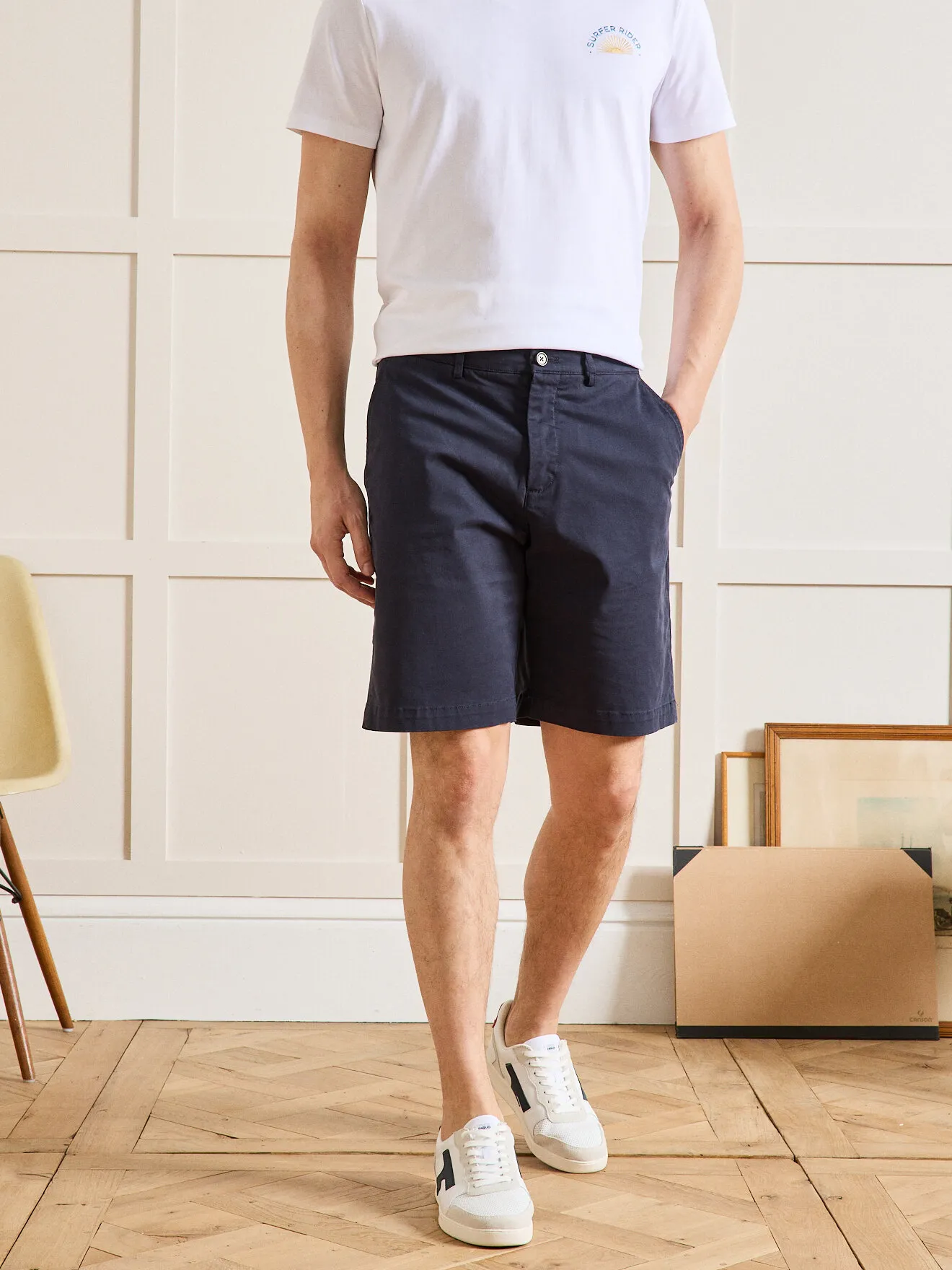 Bermuda chino coton stretch Bleu