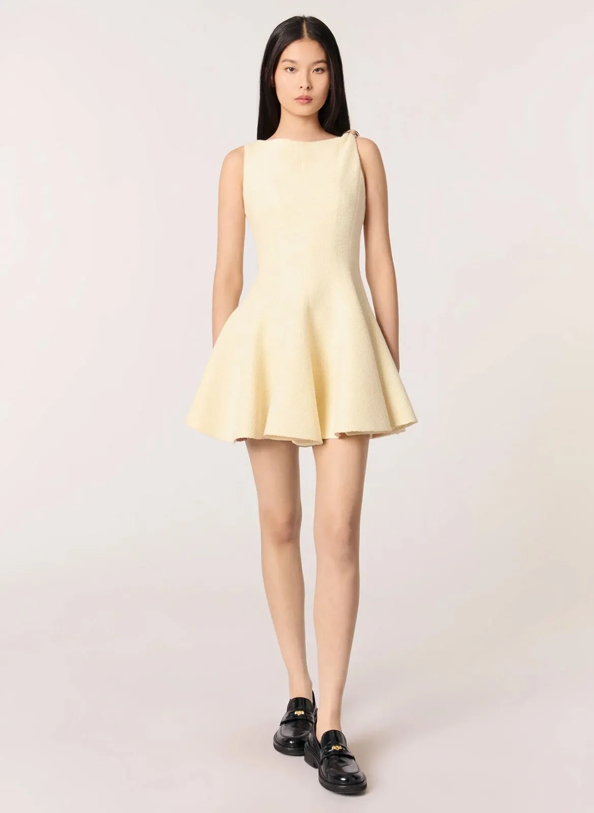 Robe courte en tweed Jaune