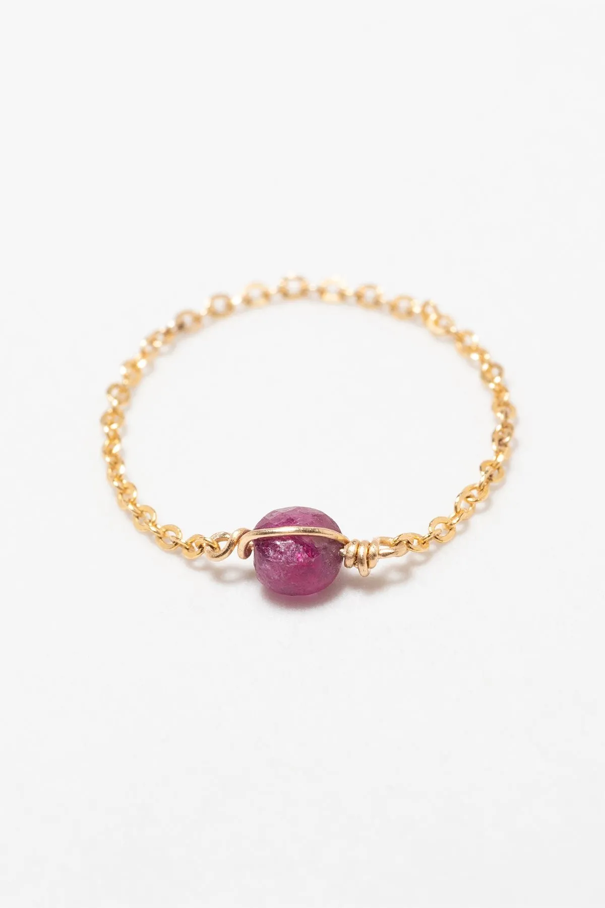 Bague chaînette - rubis Doré STELLA