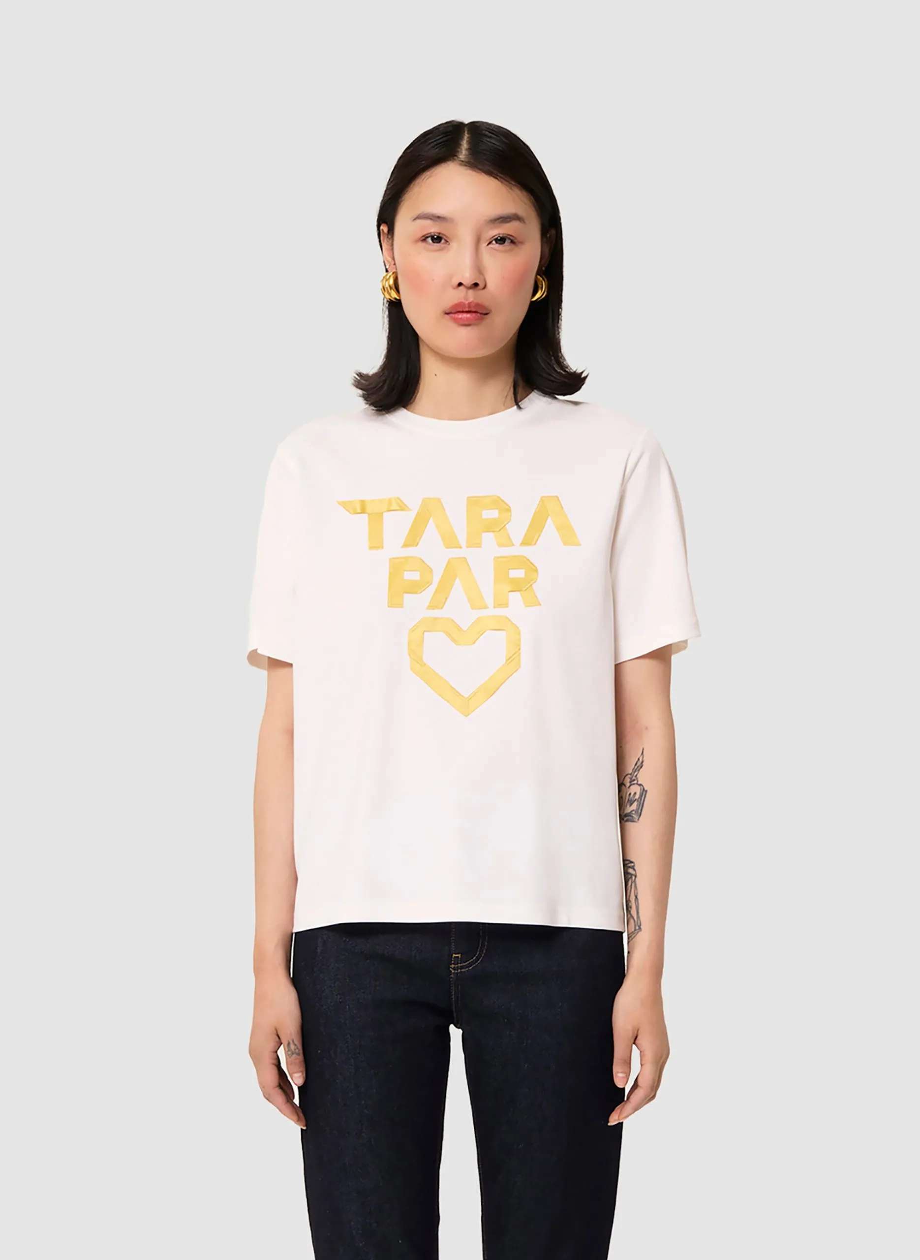 Tee-shirt droit en coton sérigraphié Jaune TREFLE