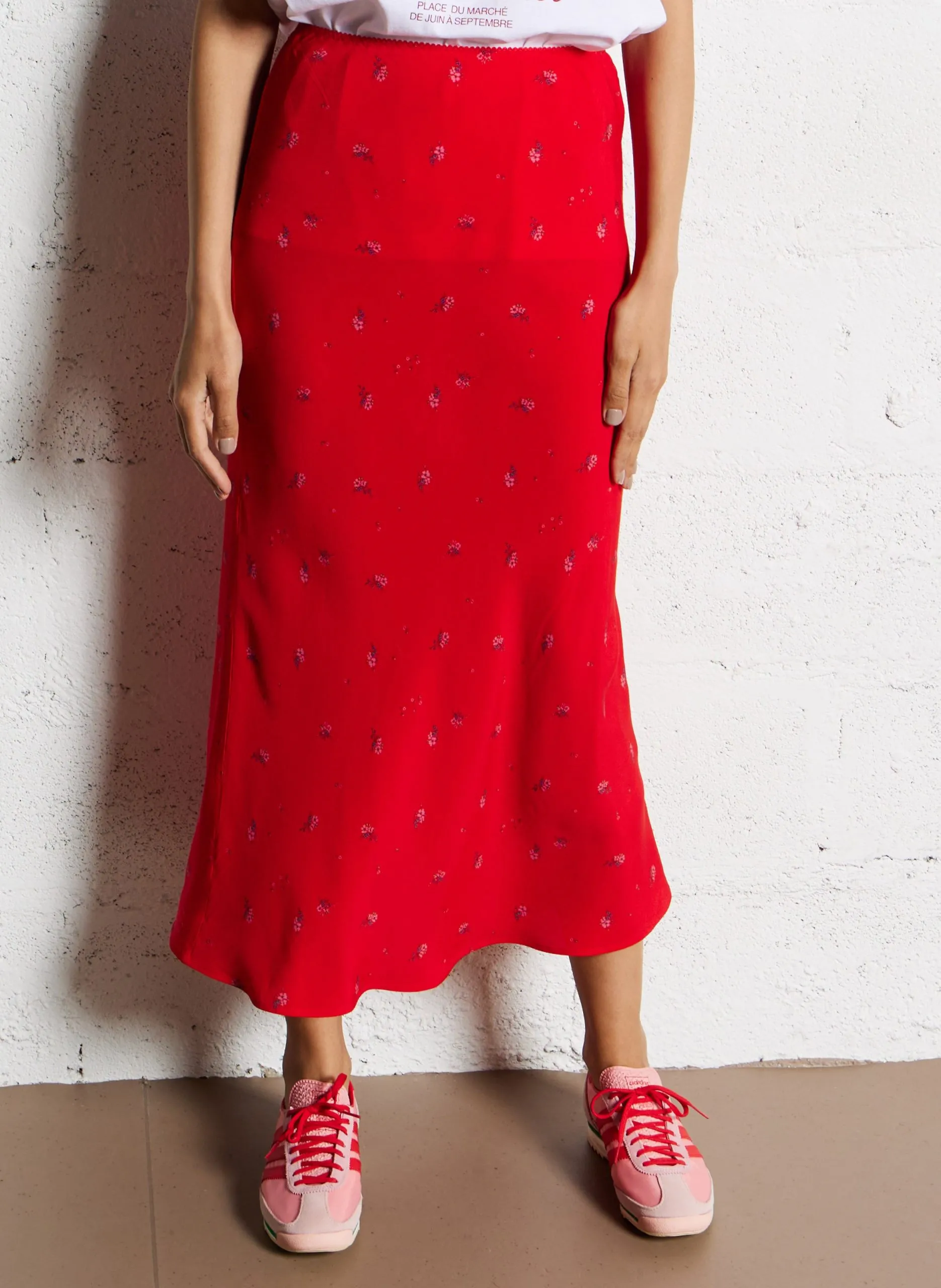 Jupe longue imprimée Rouge ELANI