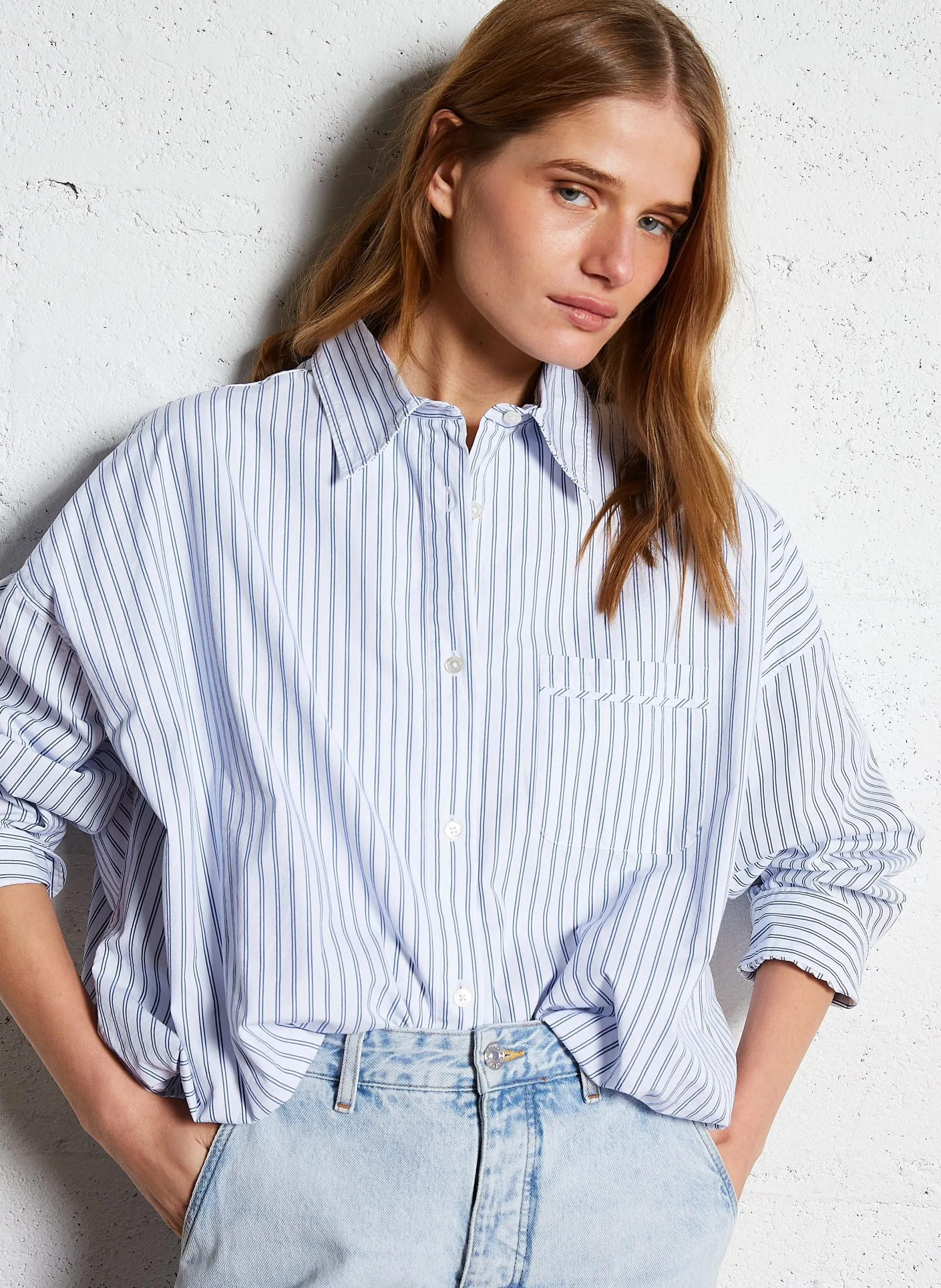 Chemise oversize en coton rayé Bleu GRAHAM