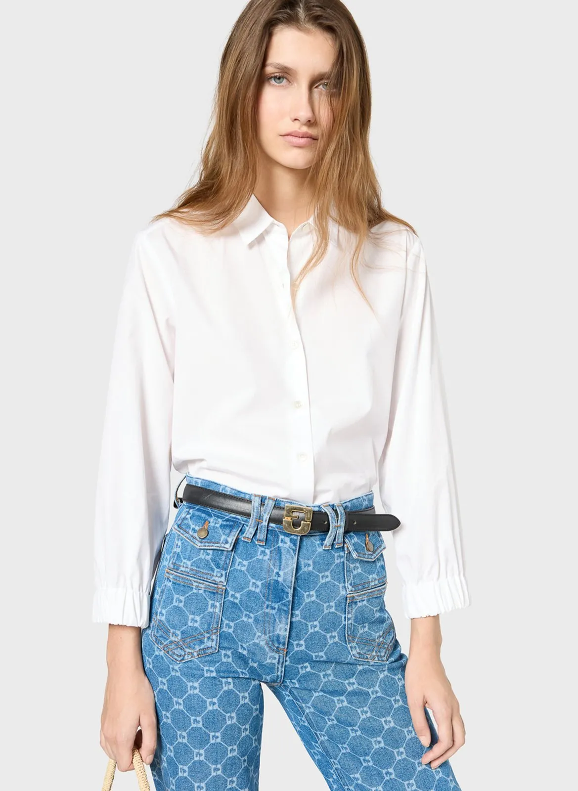 Chemise col classique en coton Blanc USTINA