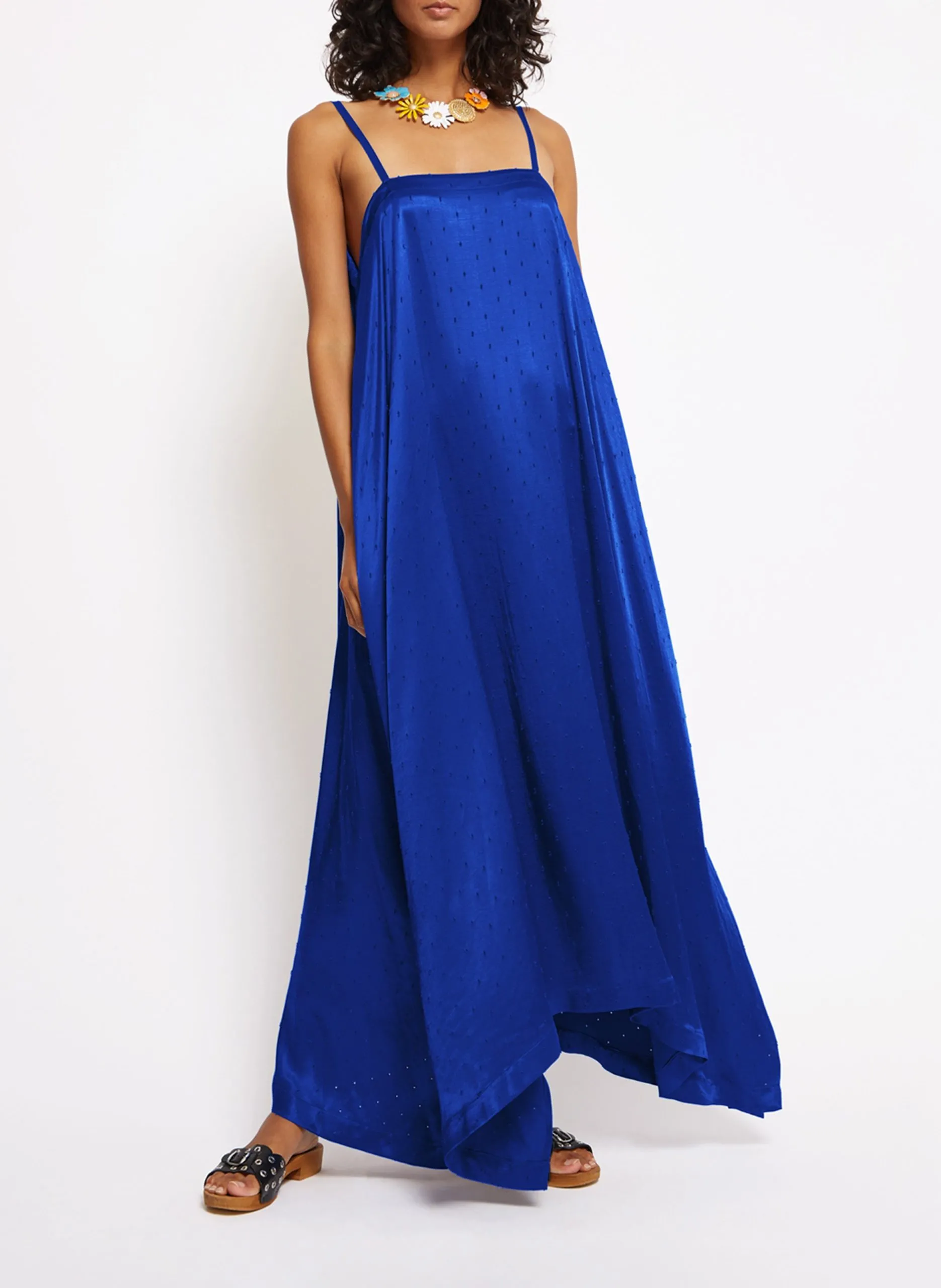Robe longue encolur carré Bleu PULP