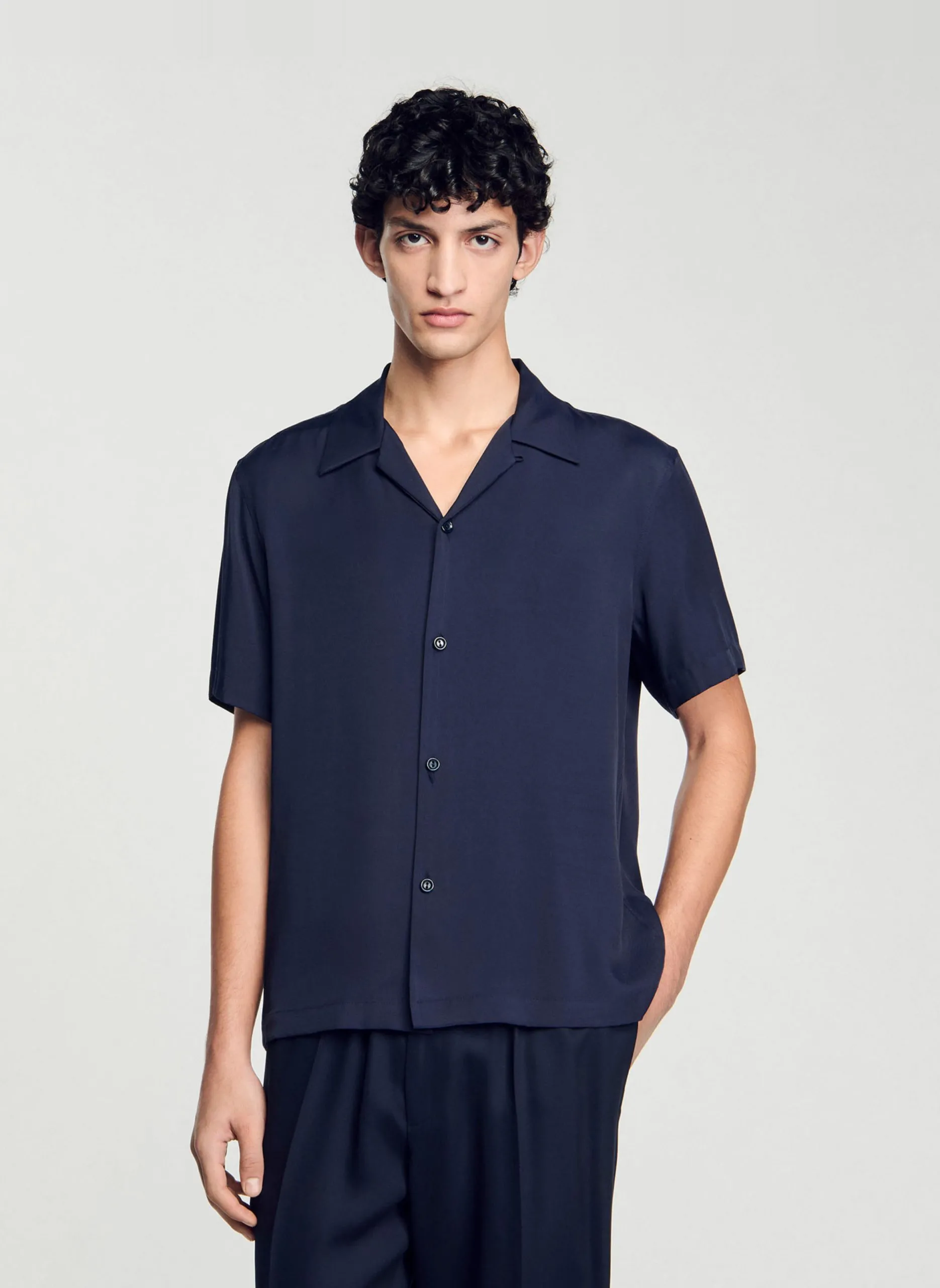 Chemise droite à col classique Bleu