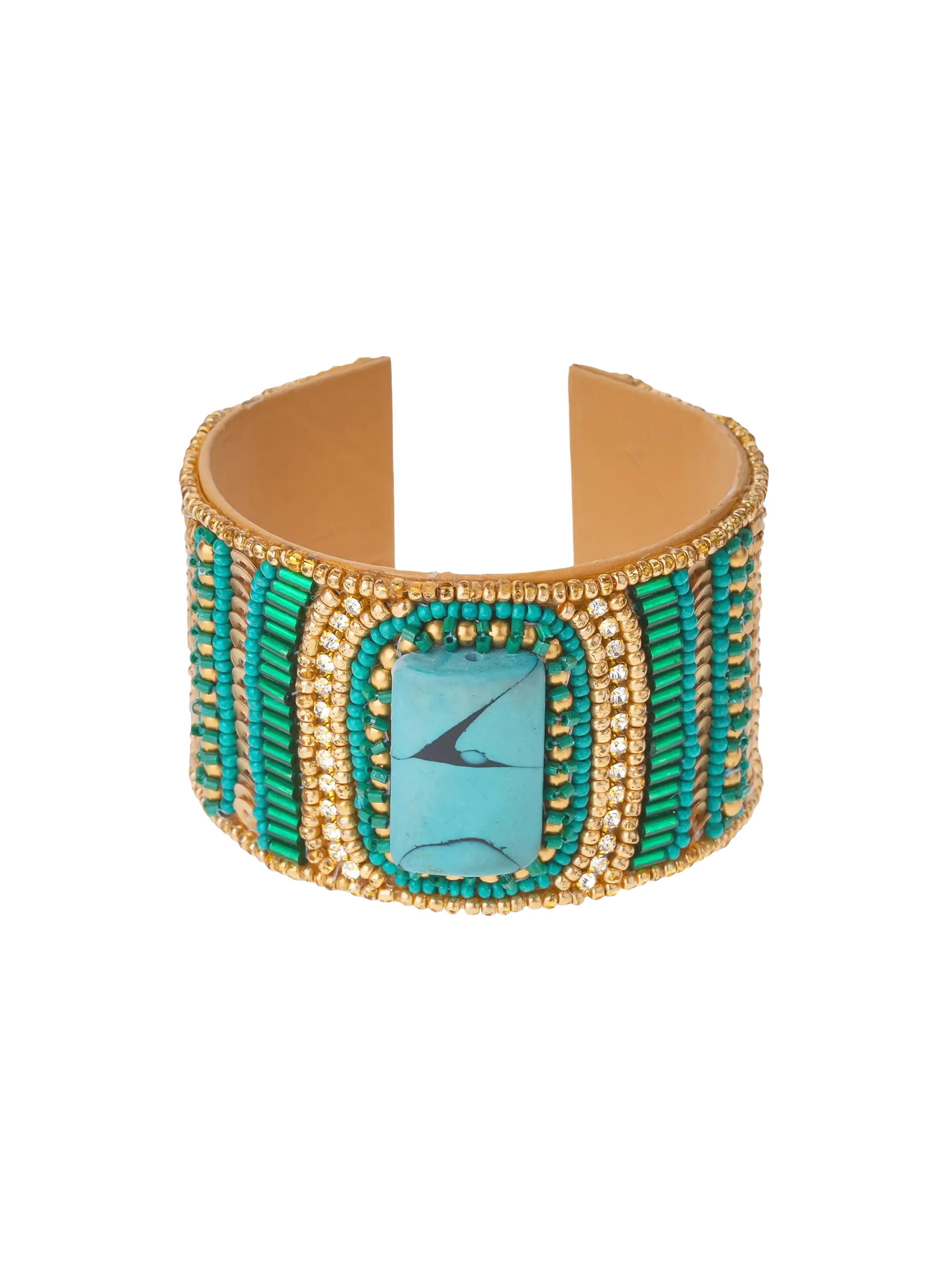 Manchette ajustable en perles Bleu MELKI