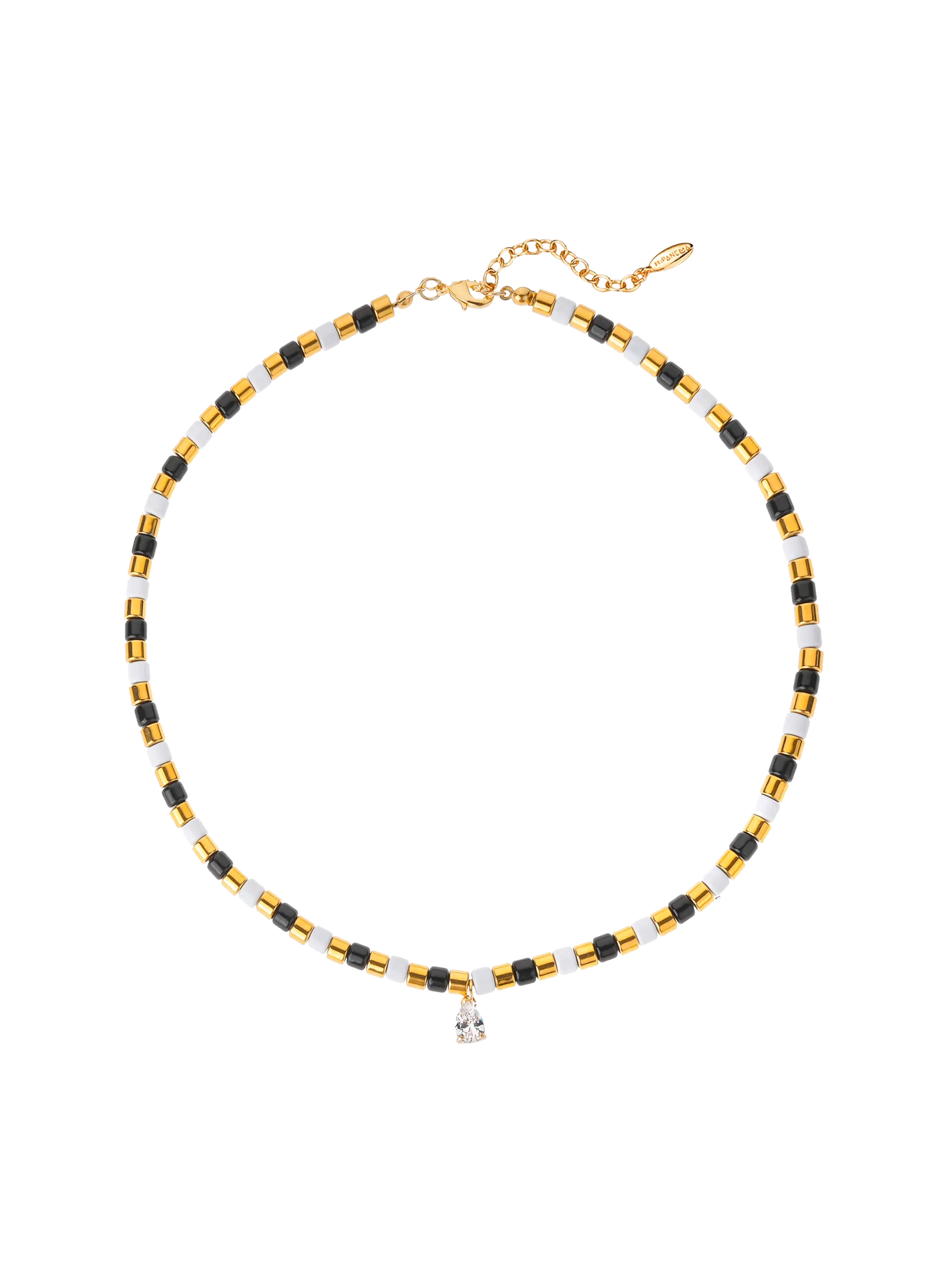 Collier avec perles et pampille en crystal Noir SARBAKANE