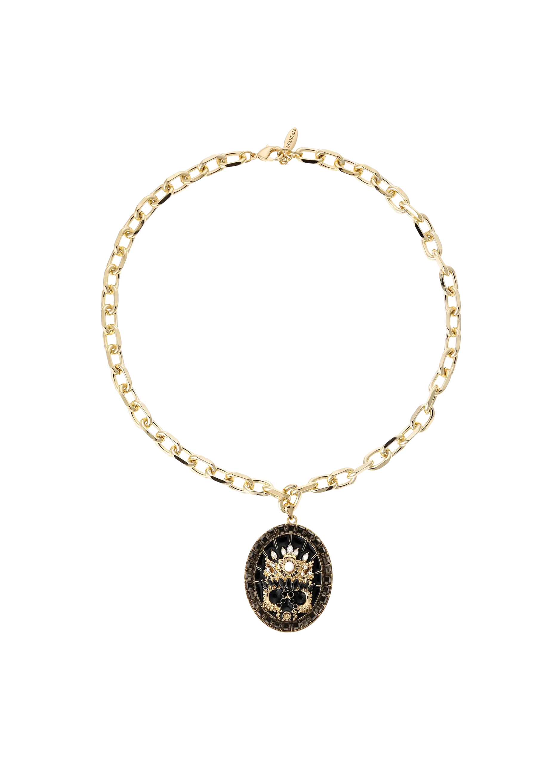 Collier en chaîne avec pendentif central Noir ICONIC