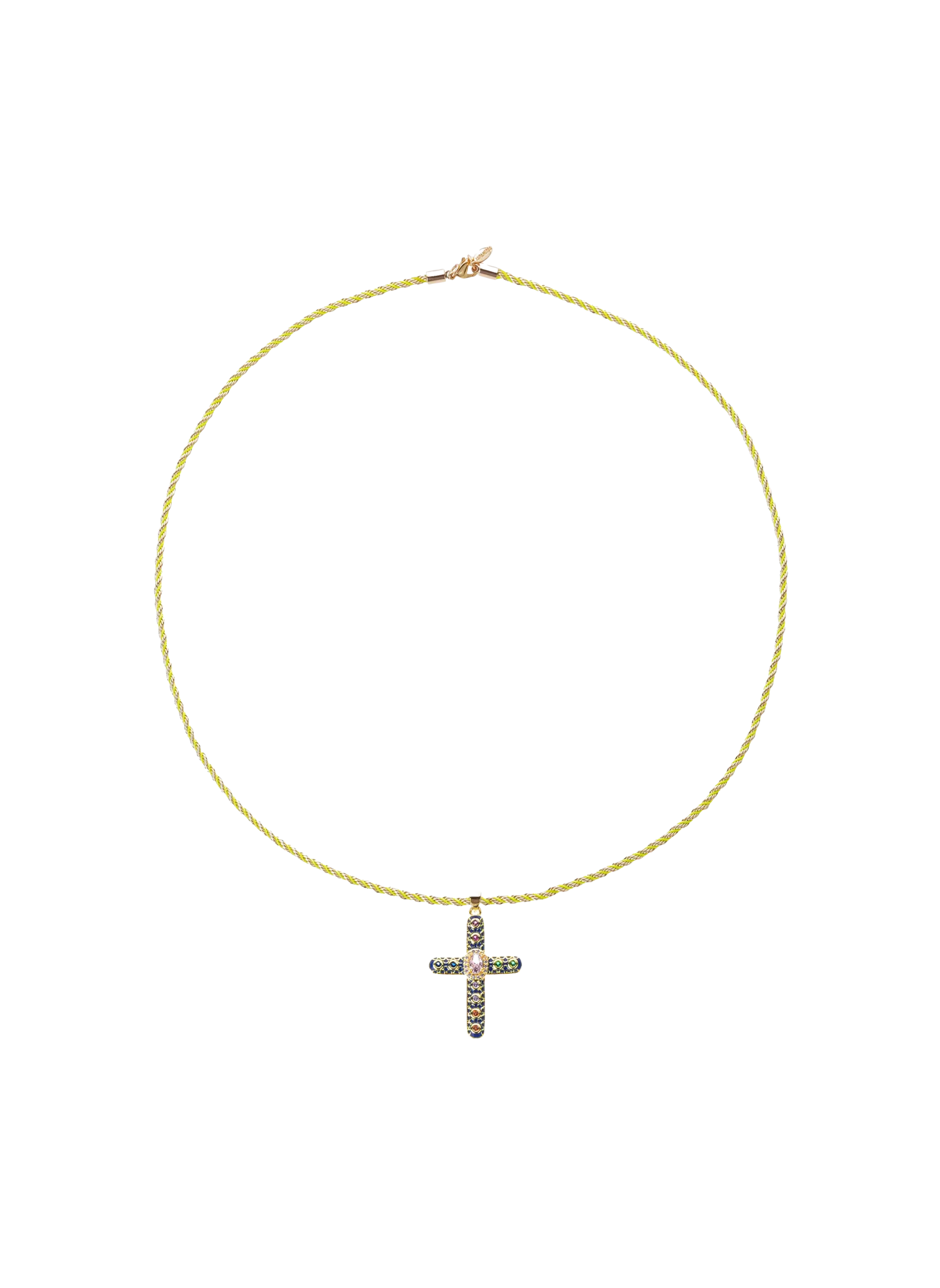 Collier chaîne avec cordon coloré et pendentif Bleu BONIFACE