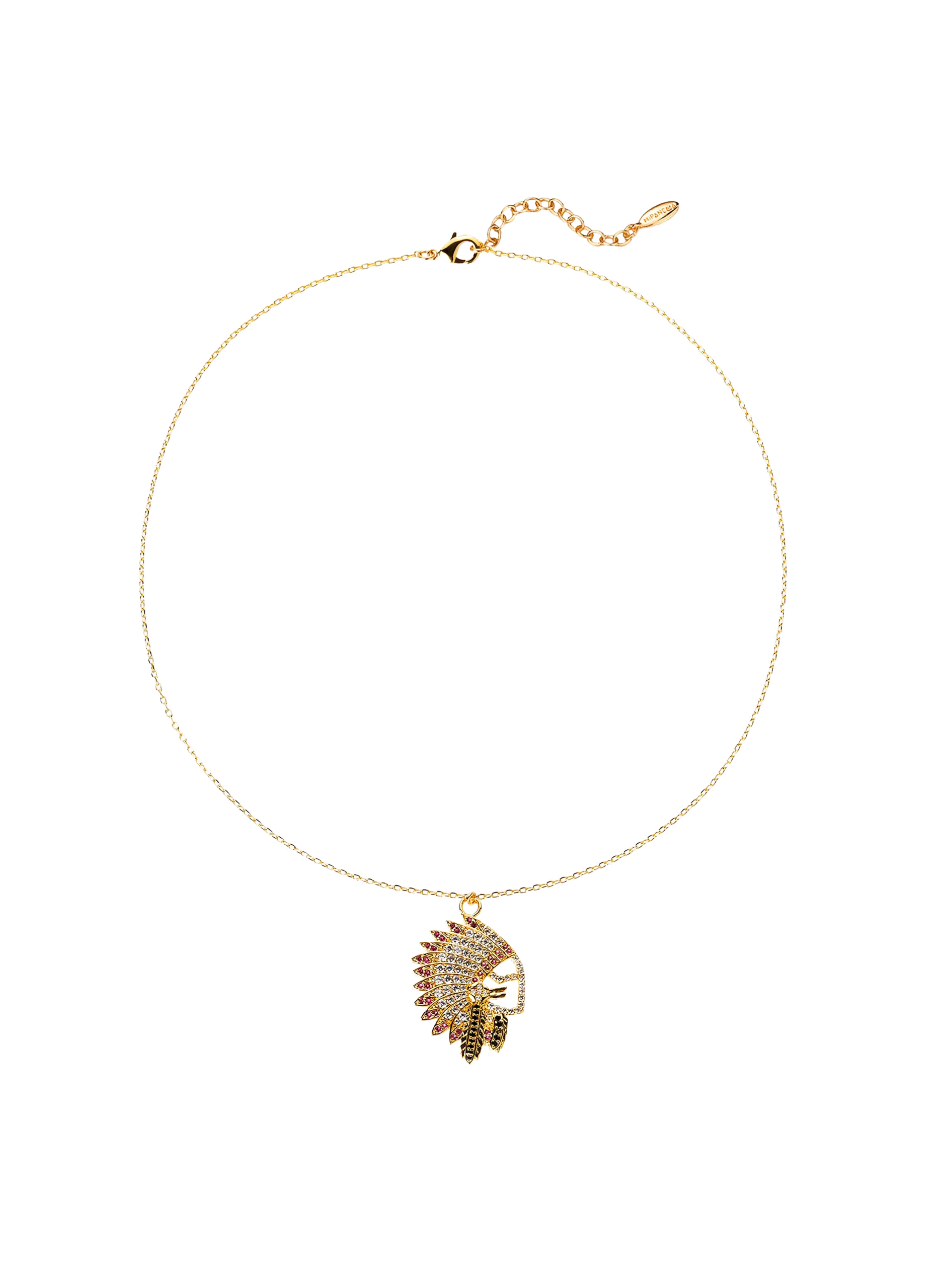 Collier chaîne avec pendentif central strass Multicolore REEMA