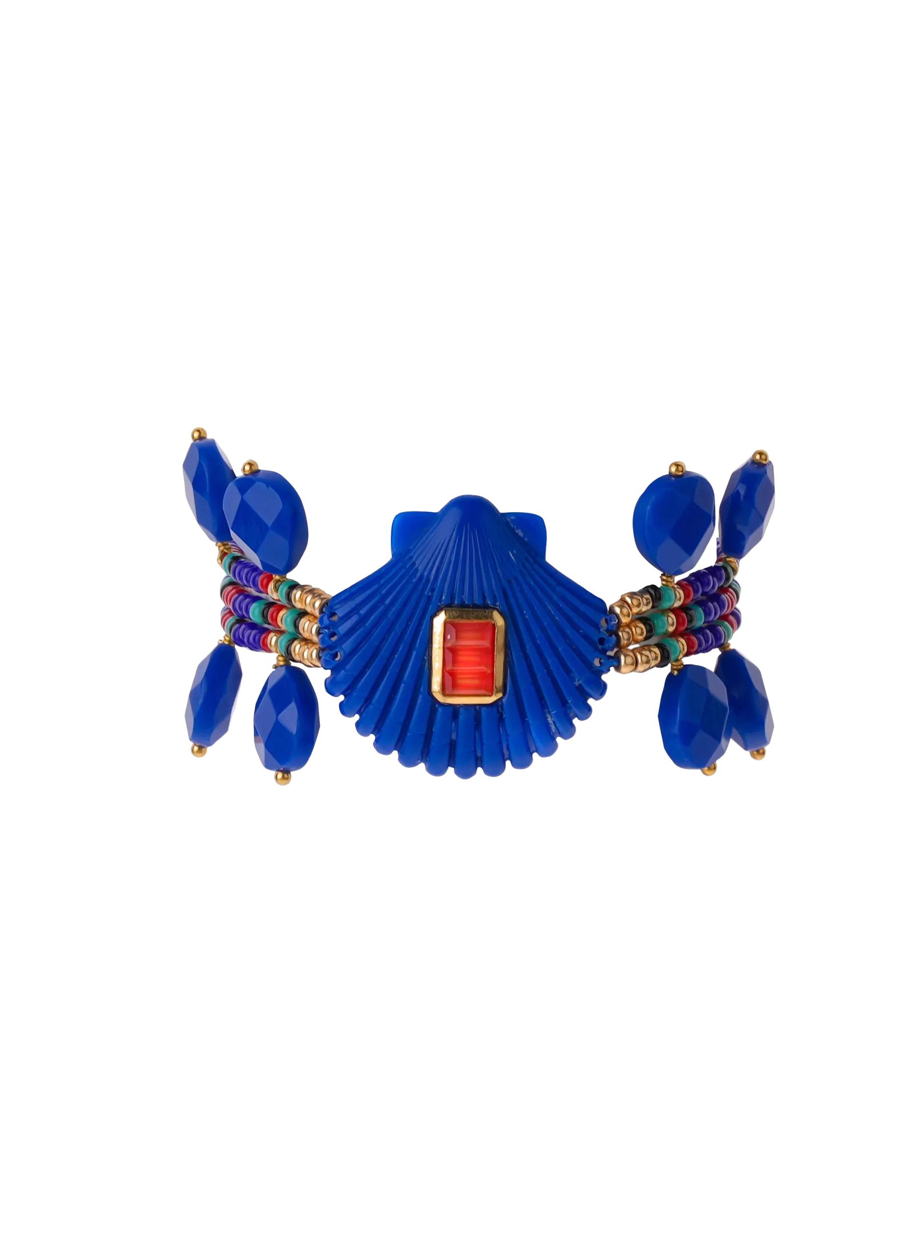 Bracelet ajustable avec perles et pampilles Bleu SHELLEY