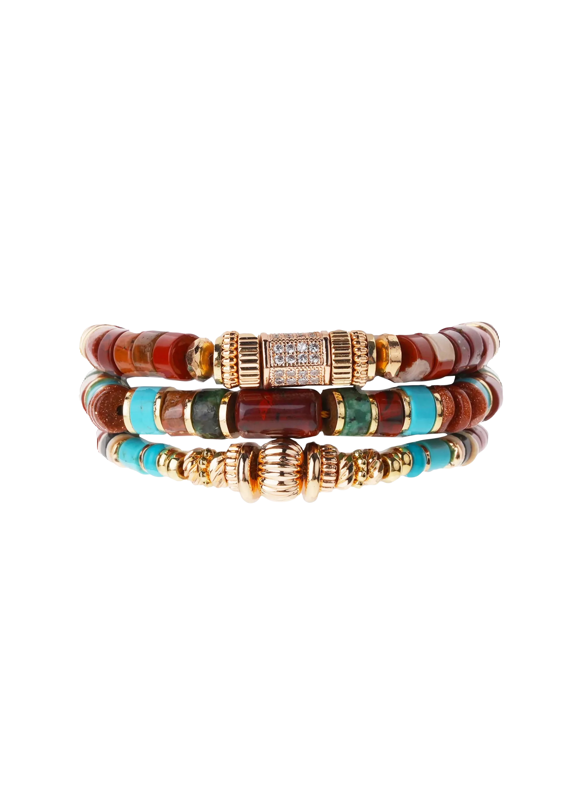 Bracelet ajustable multirang avec perles Rouge VADORADA