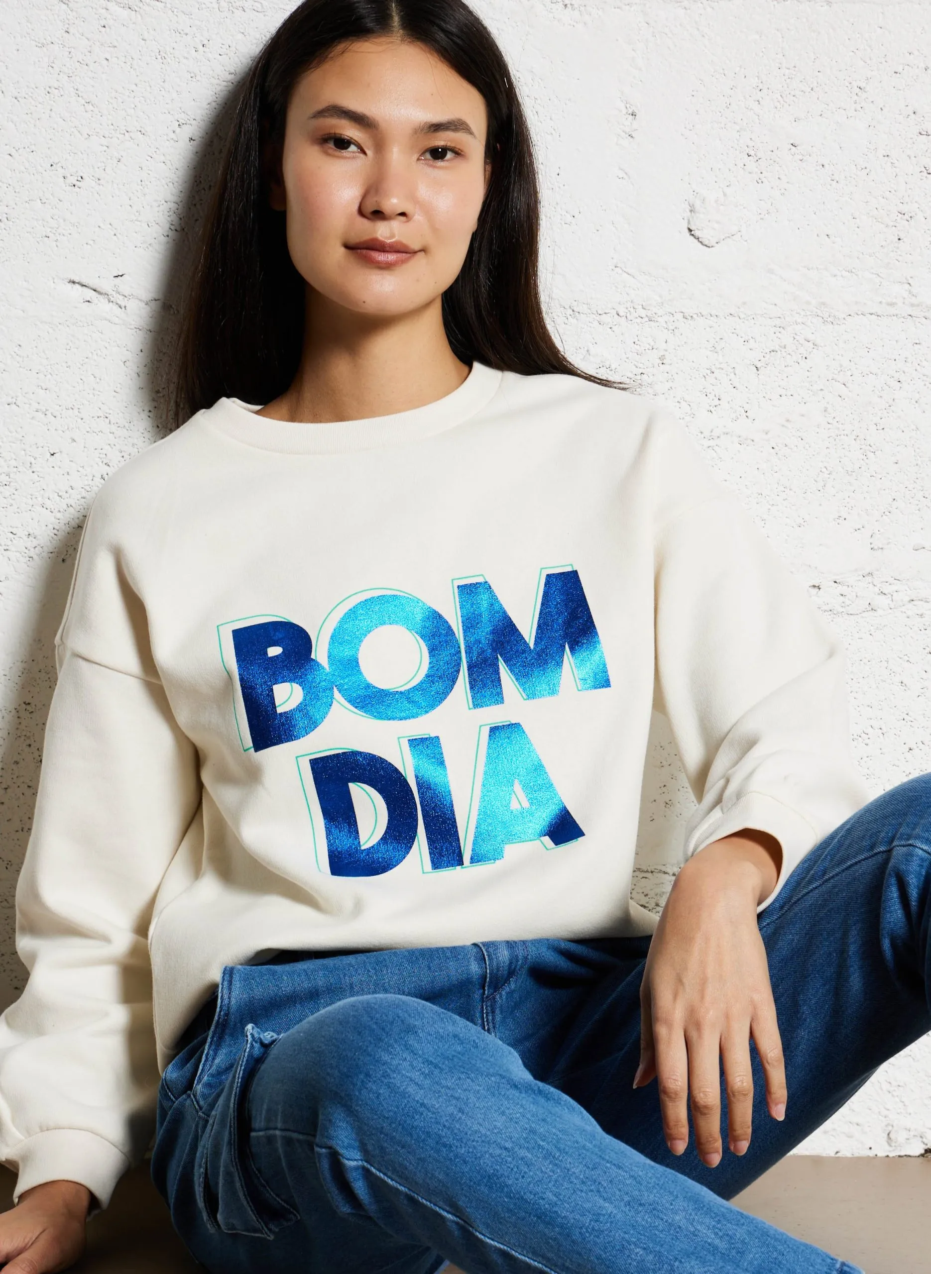 Sweat droit col rond Blanc MIDI