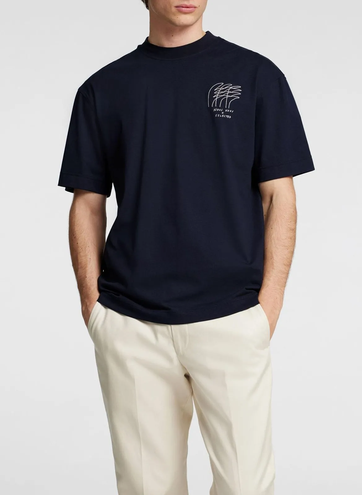 Tee-shirt droit col rond en coton bio Bleu JAY