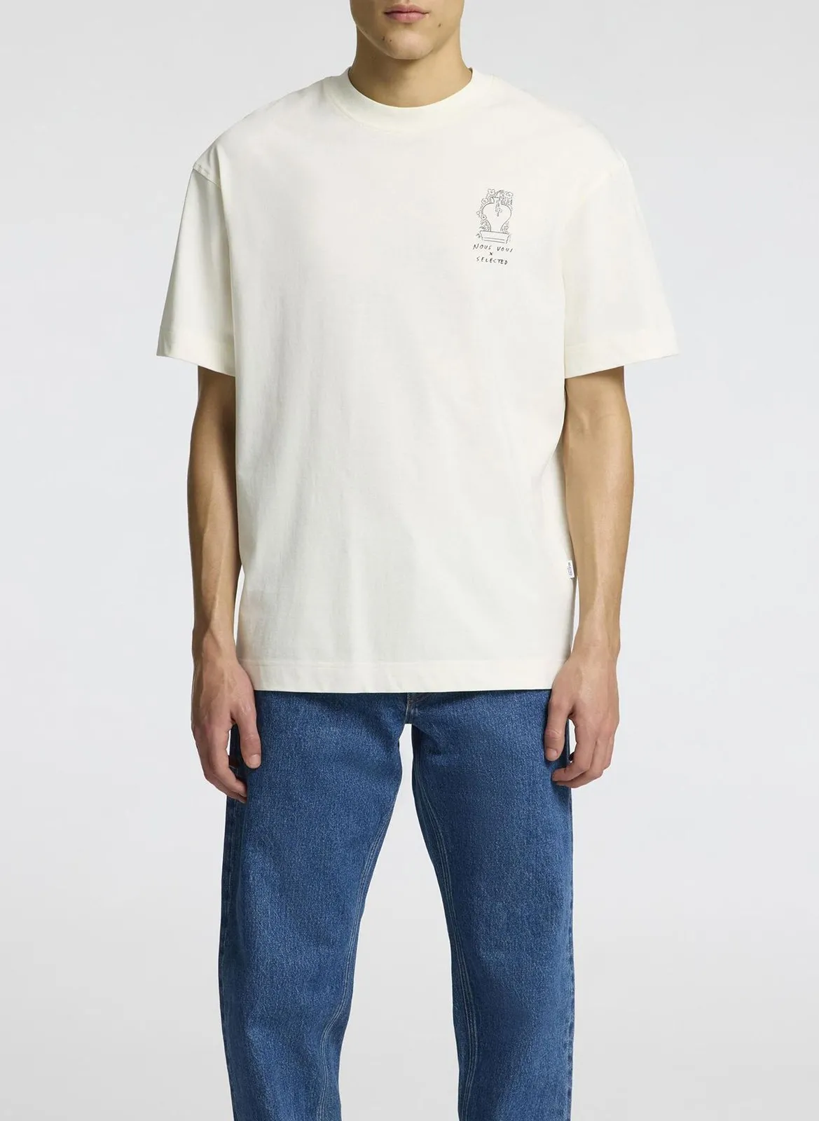 Tee-shirt droit col rond en coton bio Beige NIC