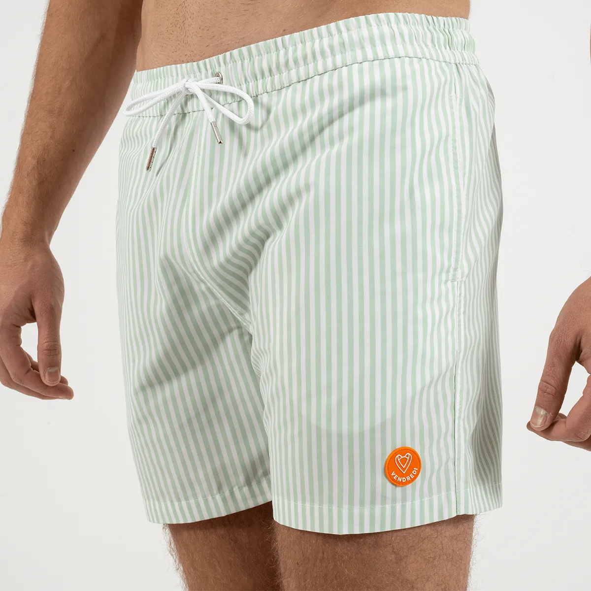 Short de bain en fibres recyclées le galapago raye Vert LE GALAPAGO RAYE