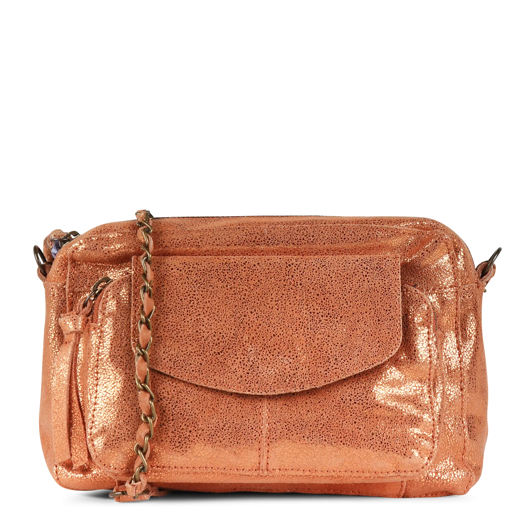 Sac bandoulière à poches en cuir Doré NAINA